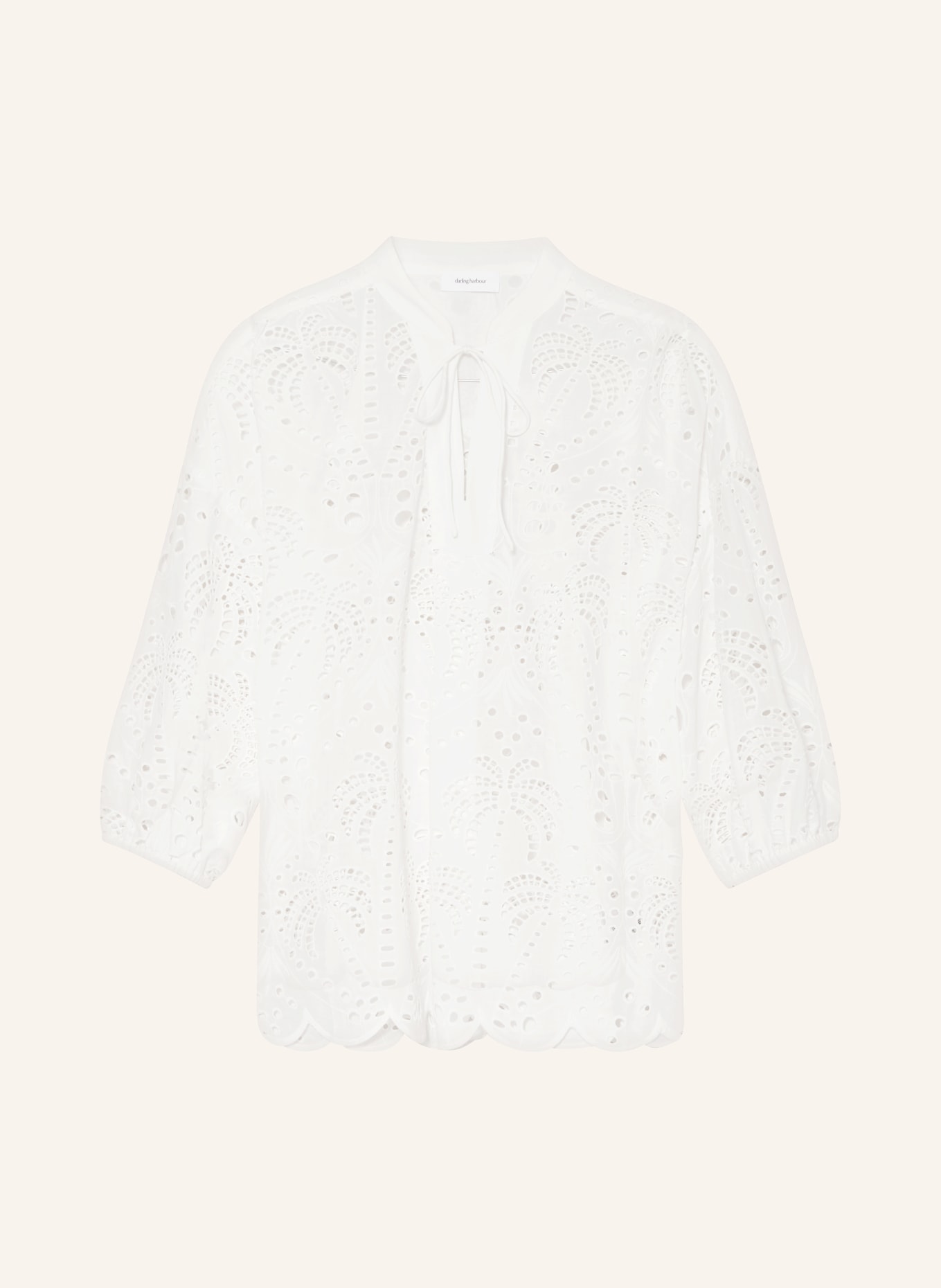 darling harbour Shirt blouse in broderie anglaise with 3/4 sleeves, Color: WHITE (Image 1)