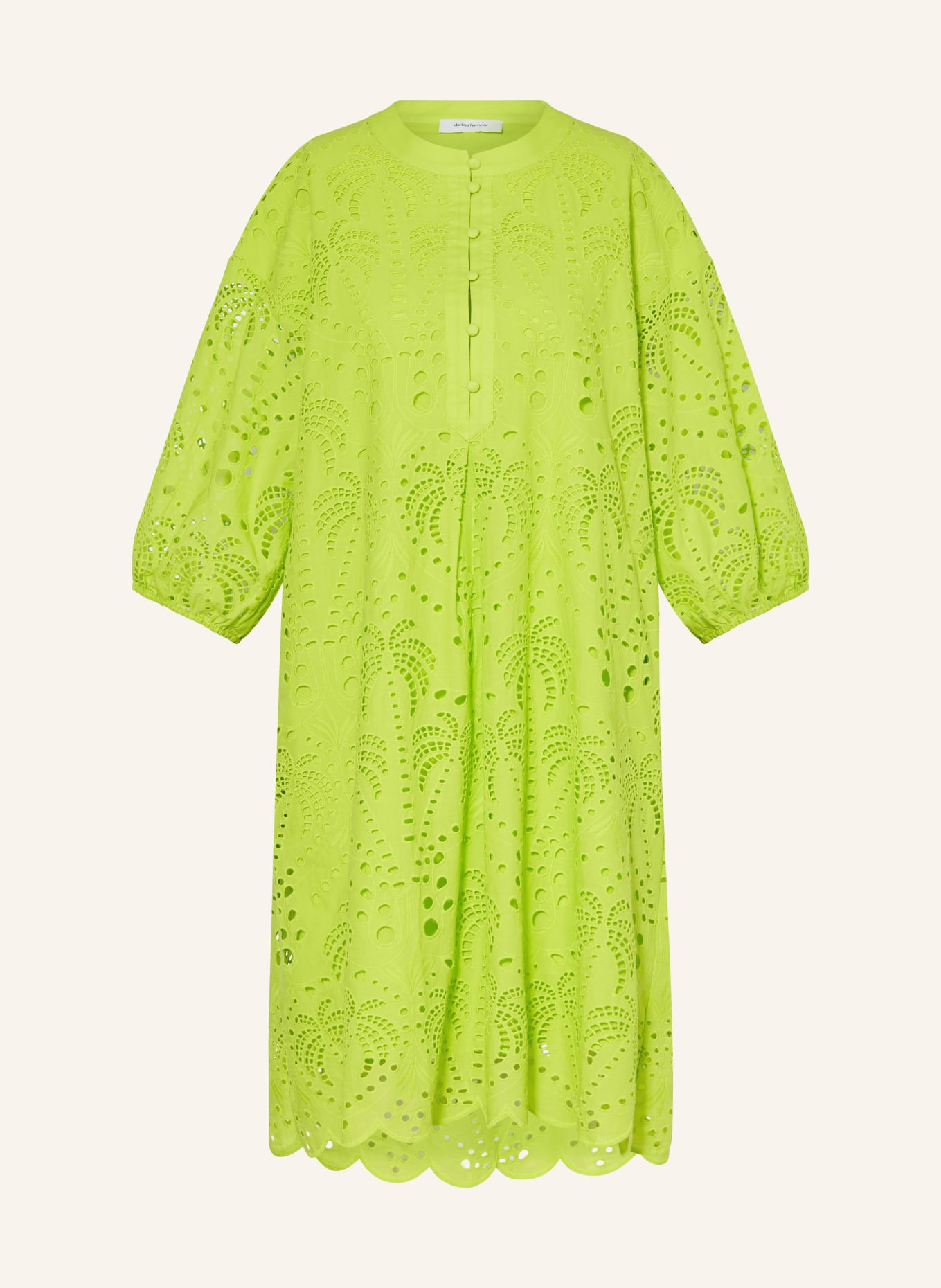 darling harbour Dress with 3/4 sleeves and broderie anglaise, Color: LIGHT GREEN (Image 1)