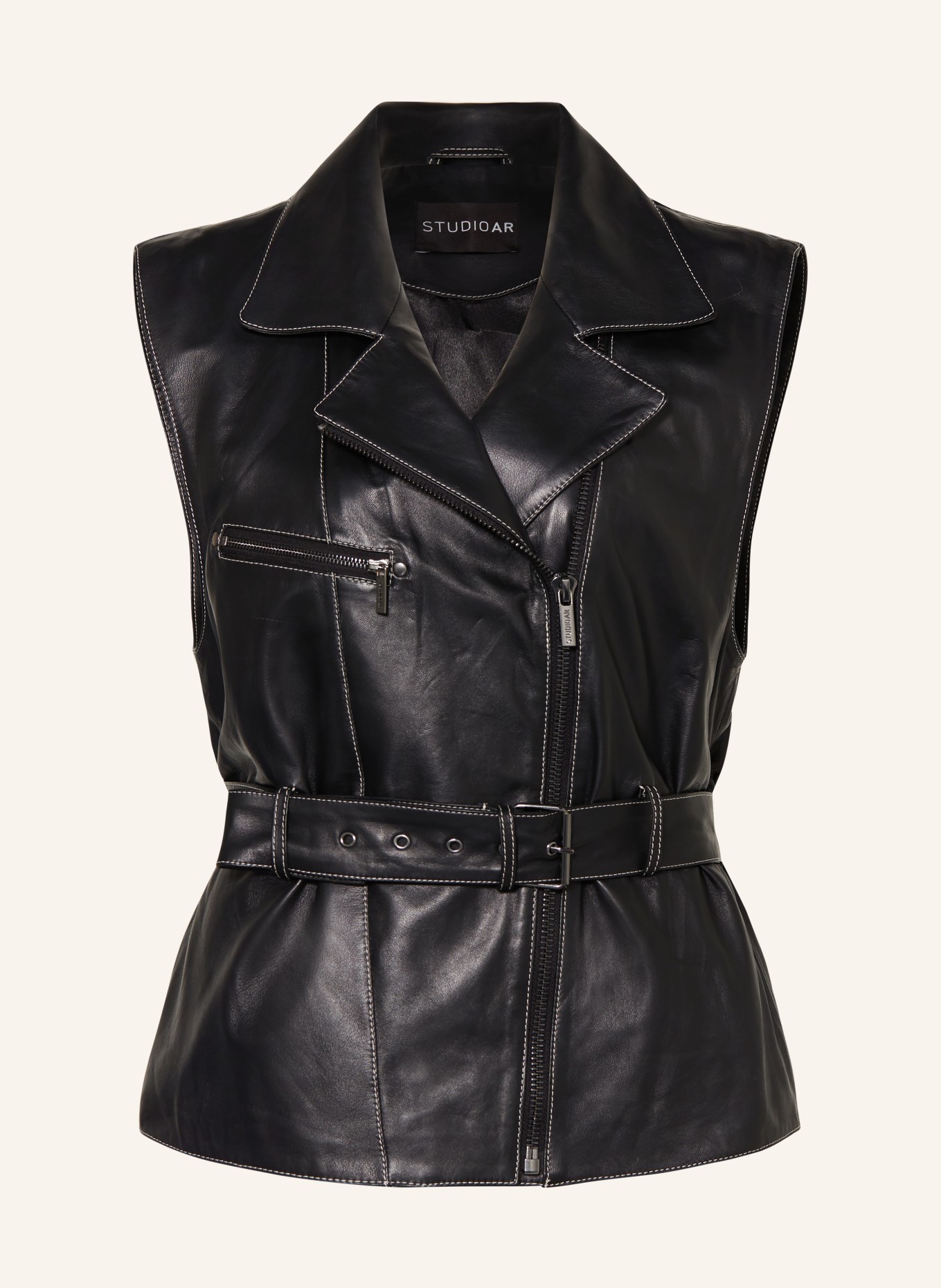 STUDIO AR Leather vest SORRES, Color: BLACK (Image 1)