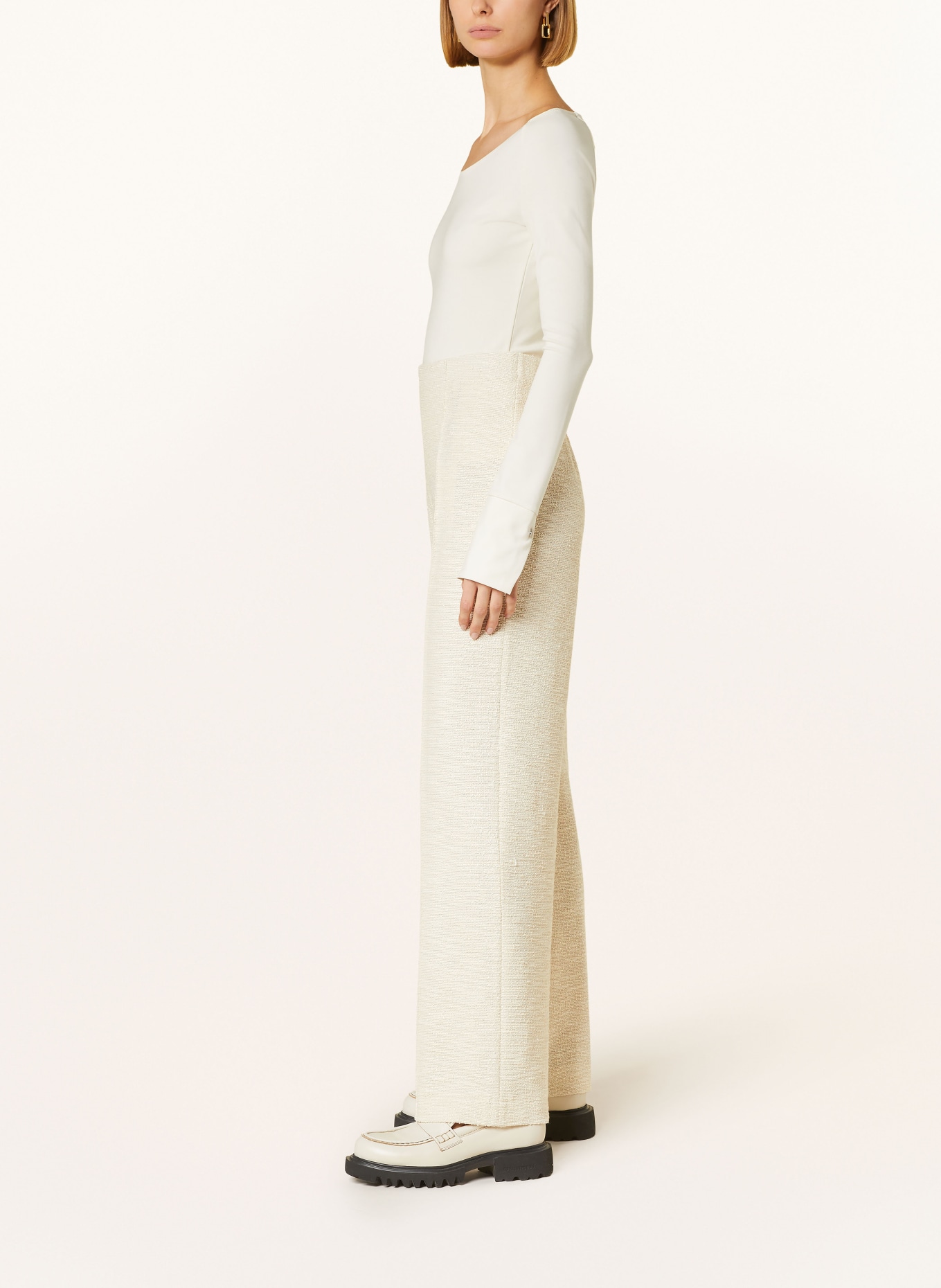 RAFFAELLO ROSSI Wide leg trousers ELAINE made of bouclé, Color: CREAM (Image 4)
