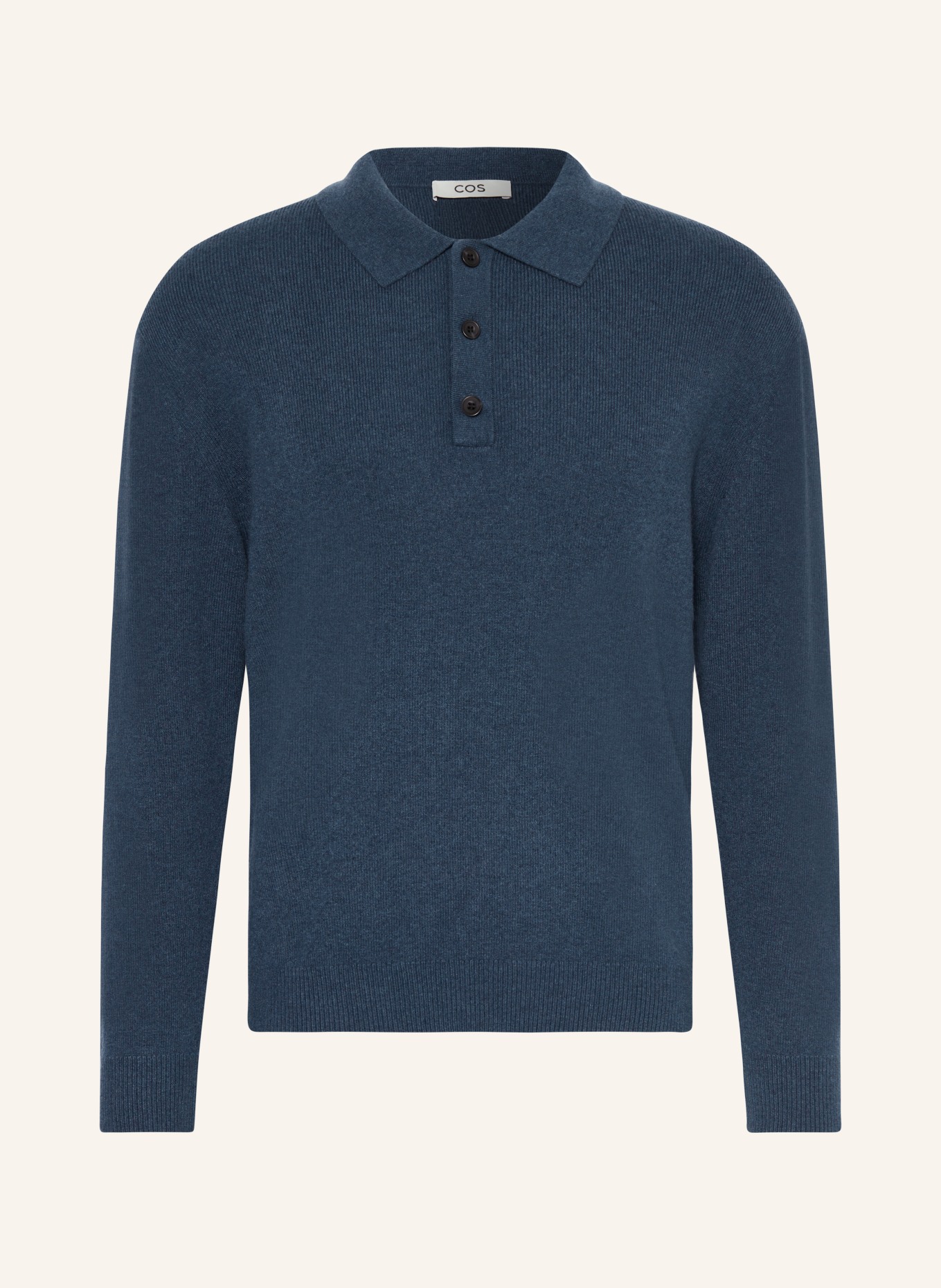 COS Knitted polo shirt in cashmere, Color: TEAL (Image 1)