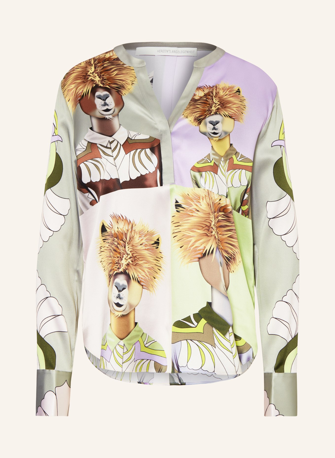 HERZEN'S ANGELEGENHEIT Shirt blouse ALPAKA in silk, Color: PURPLE/ GREEN/ BROWN (Image 1)