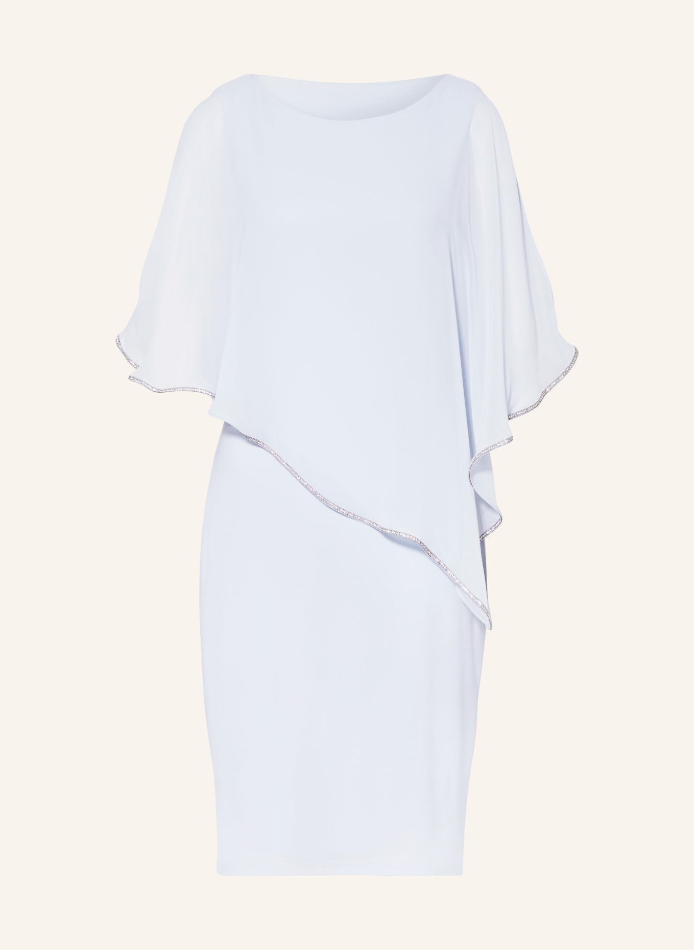 Joseph Ribkoff SIGNATURE Cocktail dress in mixed materials with decorative gems, Color: LIGHT BLUE (Image 1)