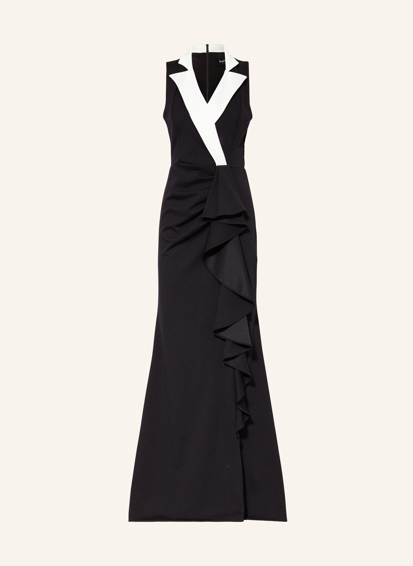Joseph Ribkoff SIGNATURE Jersey dress with frills, Color: BLACK/ WHITE (Image 1)