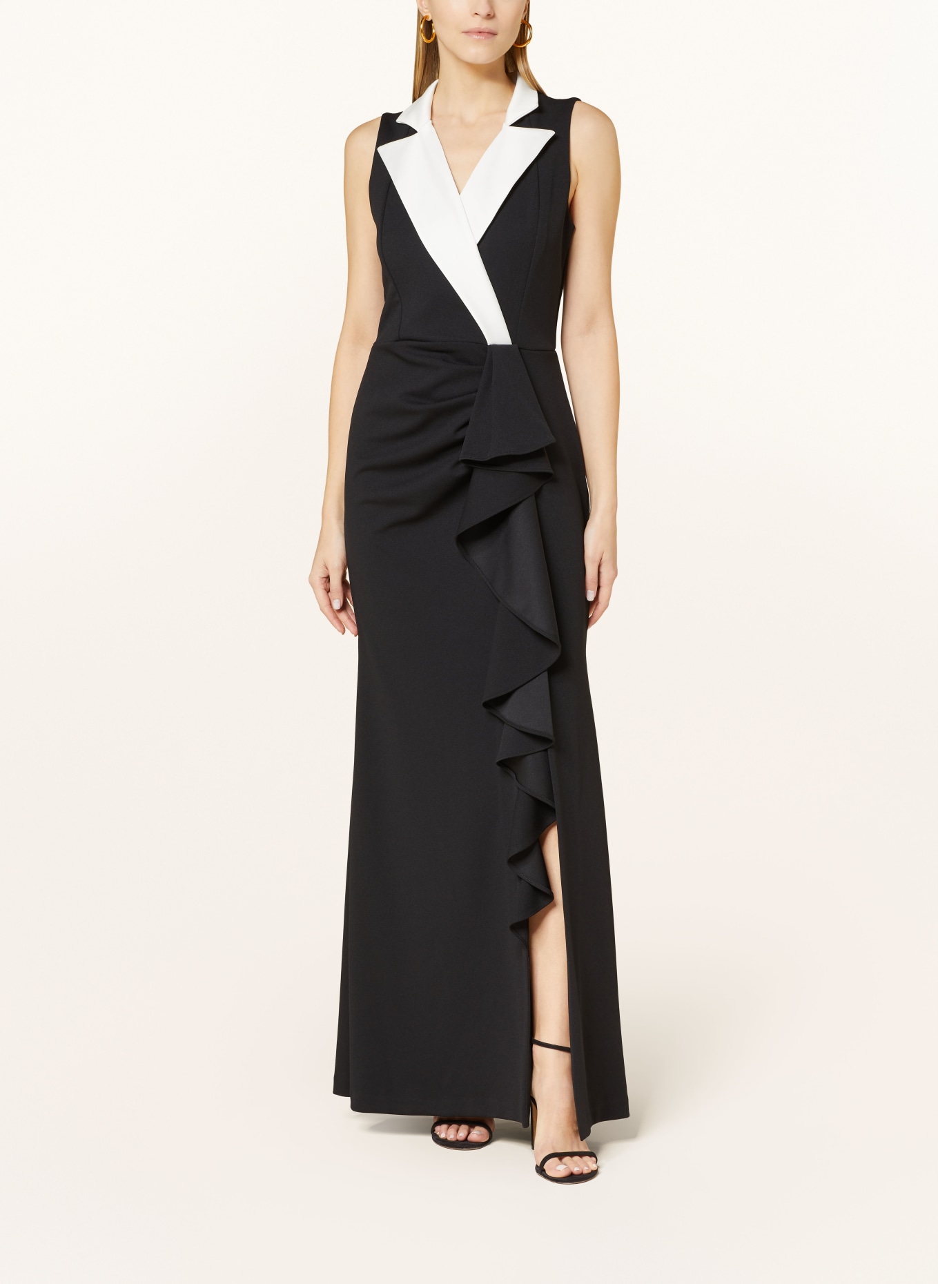 Joseph Ribkoff SIGNATURE Jersey dress with frills, Color: BLACK/ WHITE (Image 2)