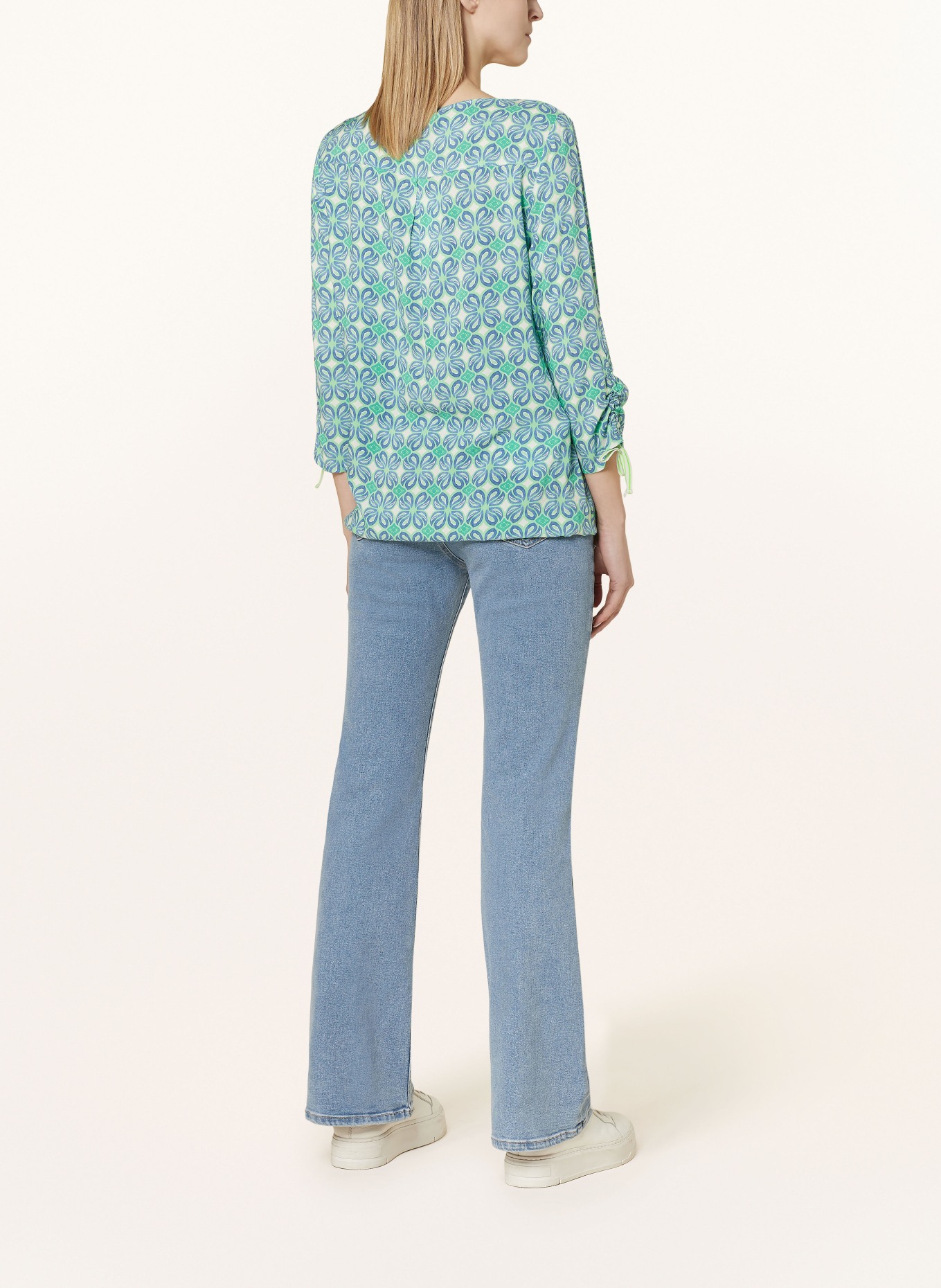 CARTOON Shirt blouse with 3/4 sleeves, Color: LIGHT GREEN/ BLUE/ CREAM (Image 3)