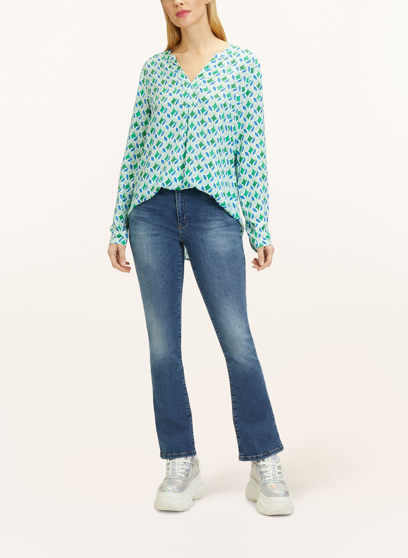 CARTOON Shirt blouse, Color: GREEN/ BLUE/ WHITE (Image 2)