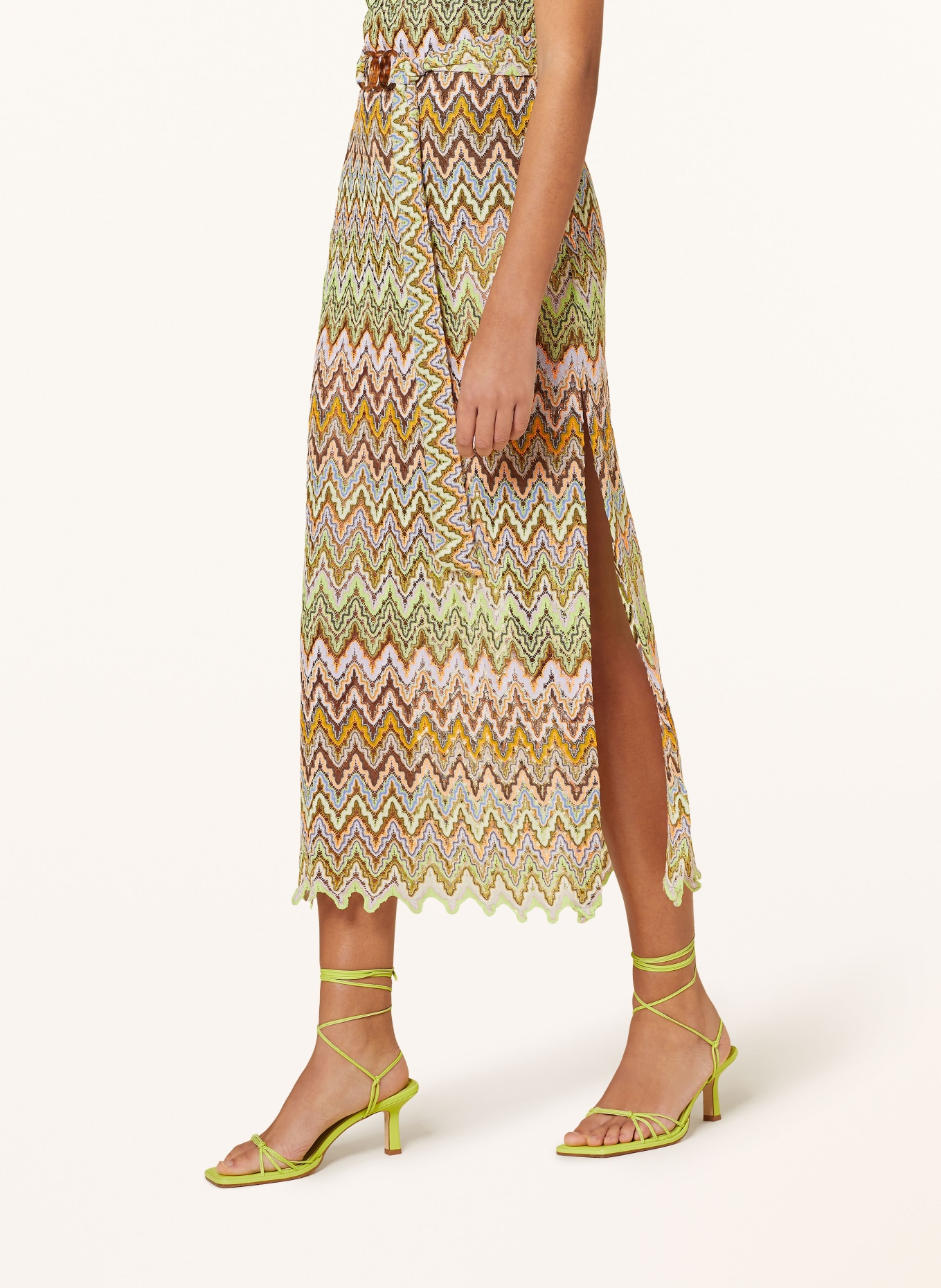 Ana Alcazar Dress with glitter thread, Color: BROWN/ LIGHT GREEN/ LIGHT PURPLE (Image 4)