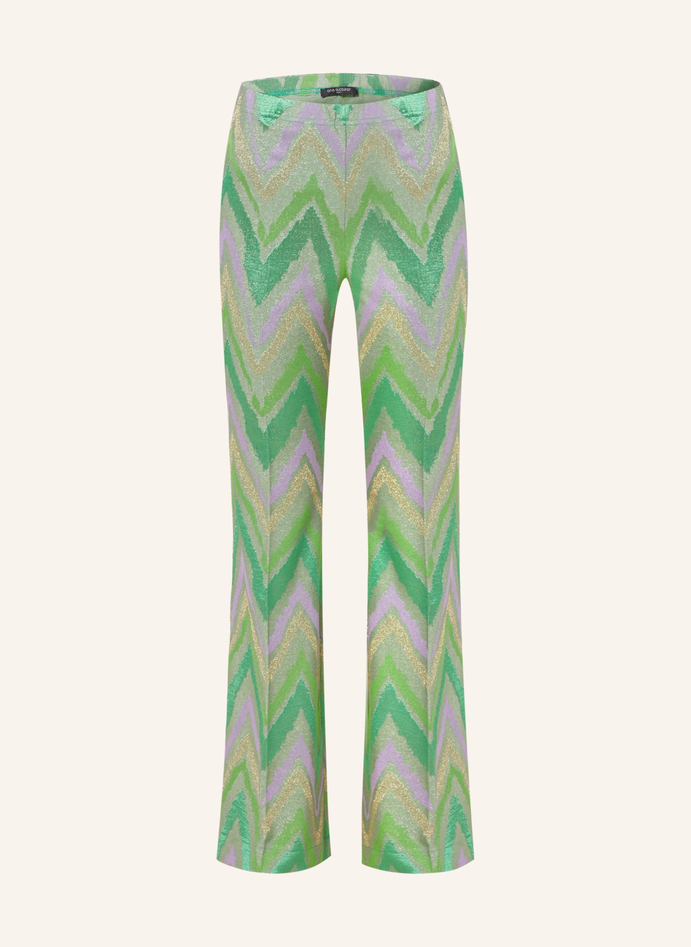 Ana Alcazar Knit trousers with glitter thread, Color: LIGHT GREEN/ LIGHT PURPLE (Image 1)