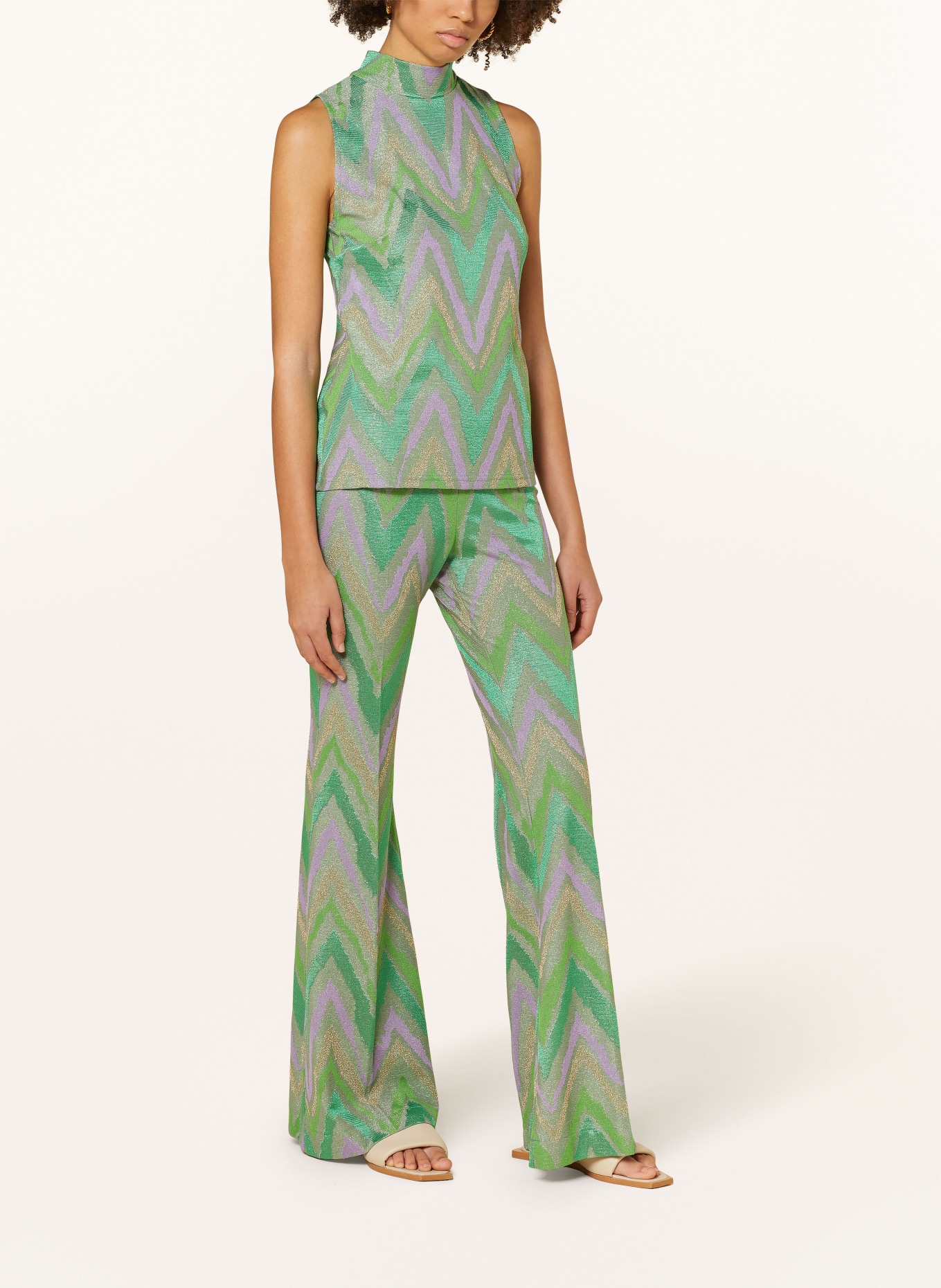 Ana Alcazar Knit trousers with glitter thread, Color: LIGHT GREEN/ LIGHT PURPLE (Image 2)