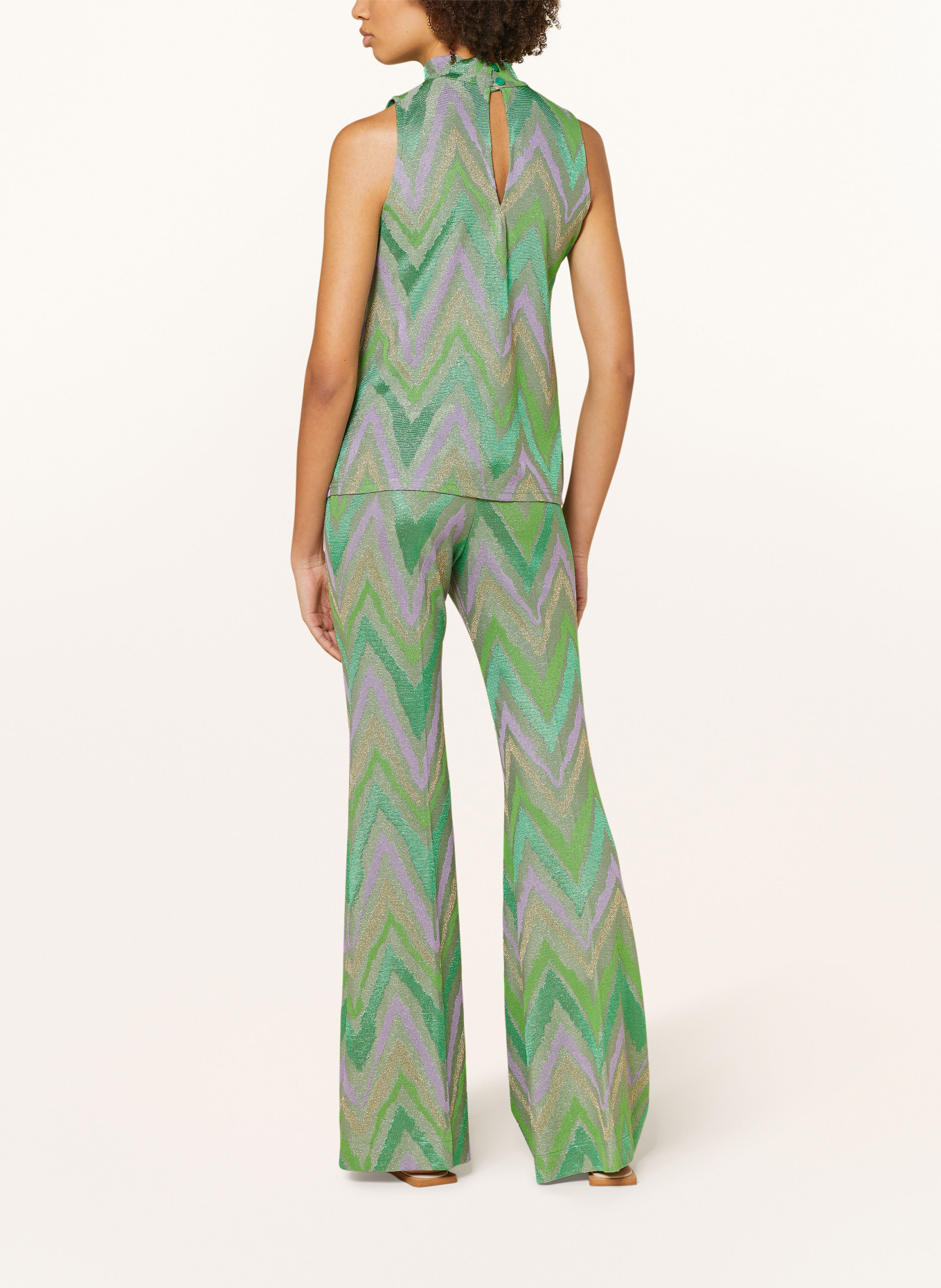 Ana Alcazar Knit trousers with glitter thread, Color: LIGHT GREEN/ LIGHT PURPLE (Image 3)