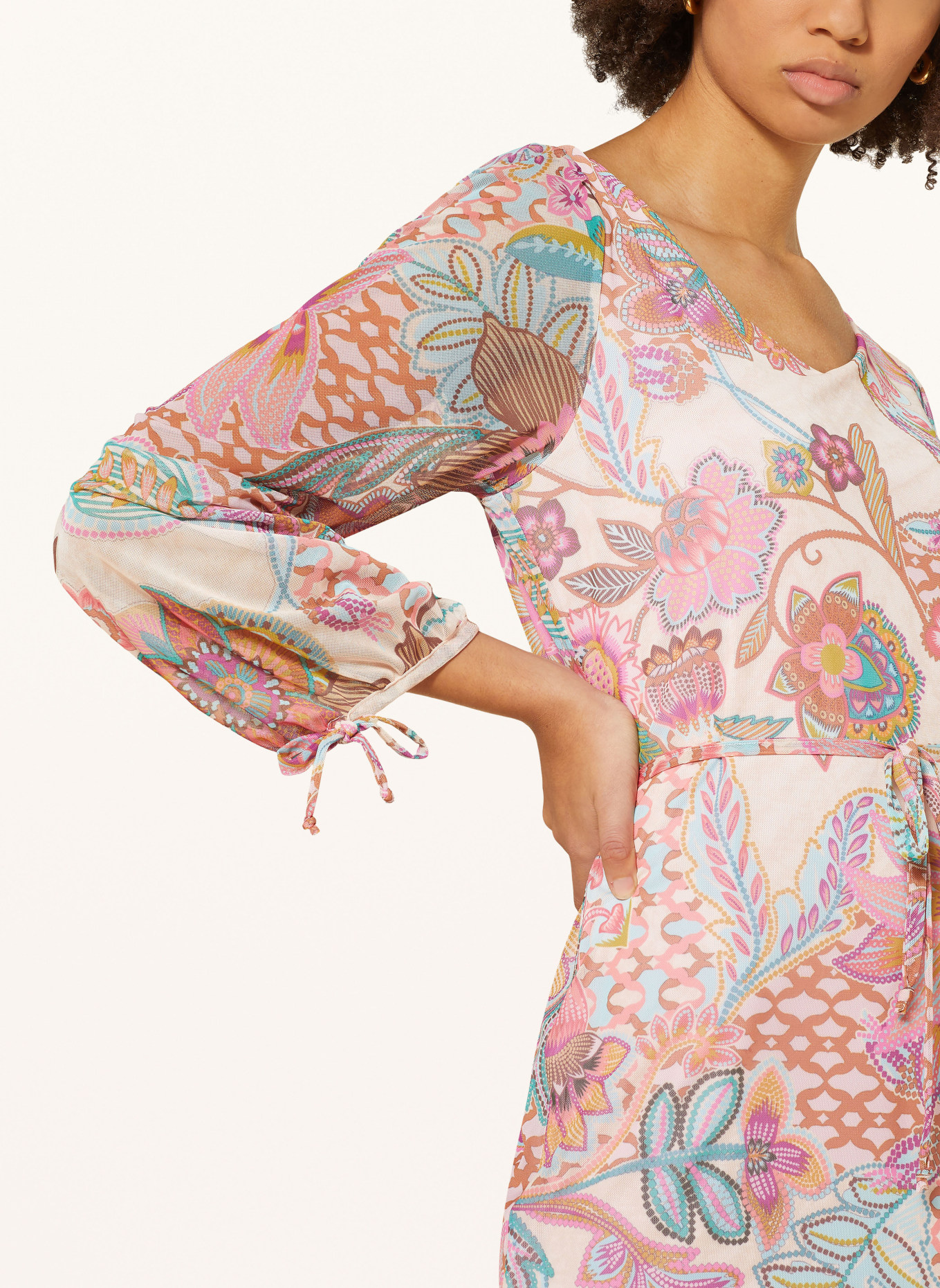 Ana Alcazar Mesh dress, Color: PINK/ SALMON/ TEAL (Image 4)