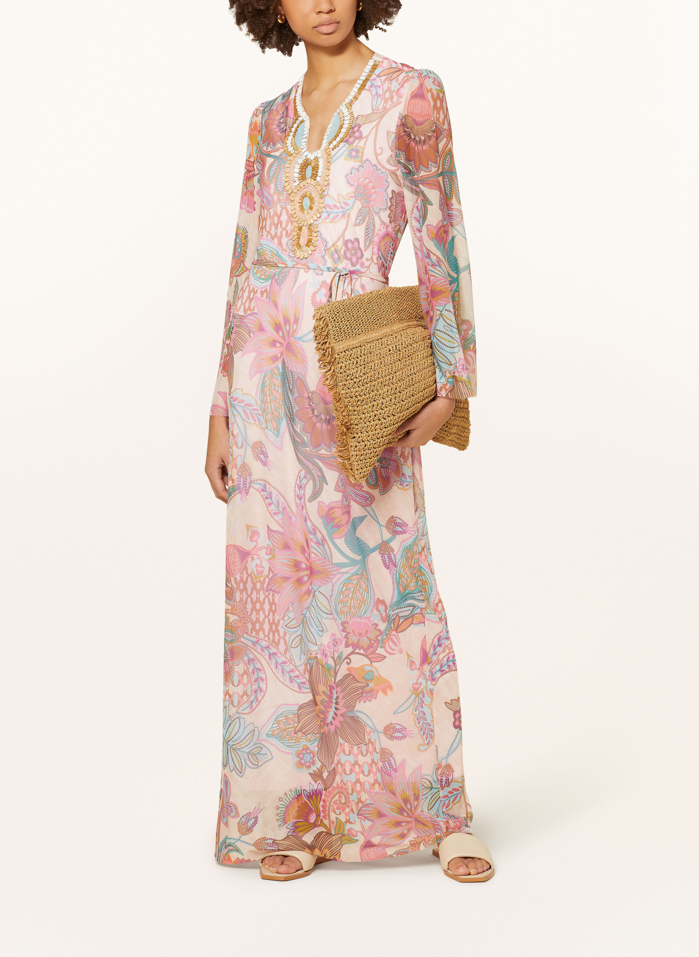 Ana Alcazar Mesh-Kleid mit Schmucksteinen, Farbe: ROSA/ HELLORANGE/ PETROL (Bild 2)