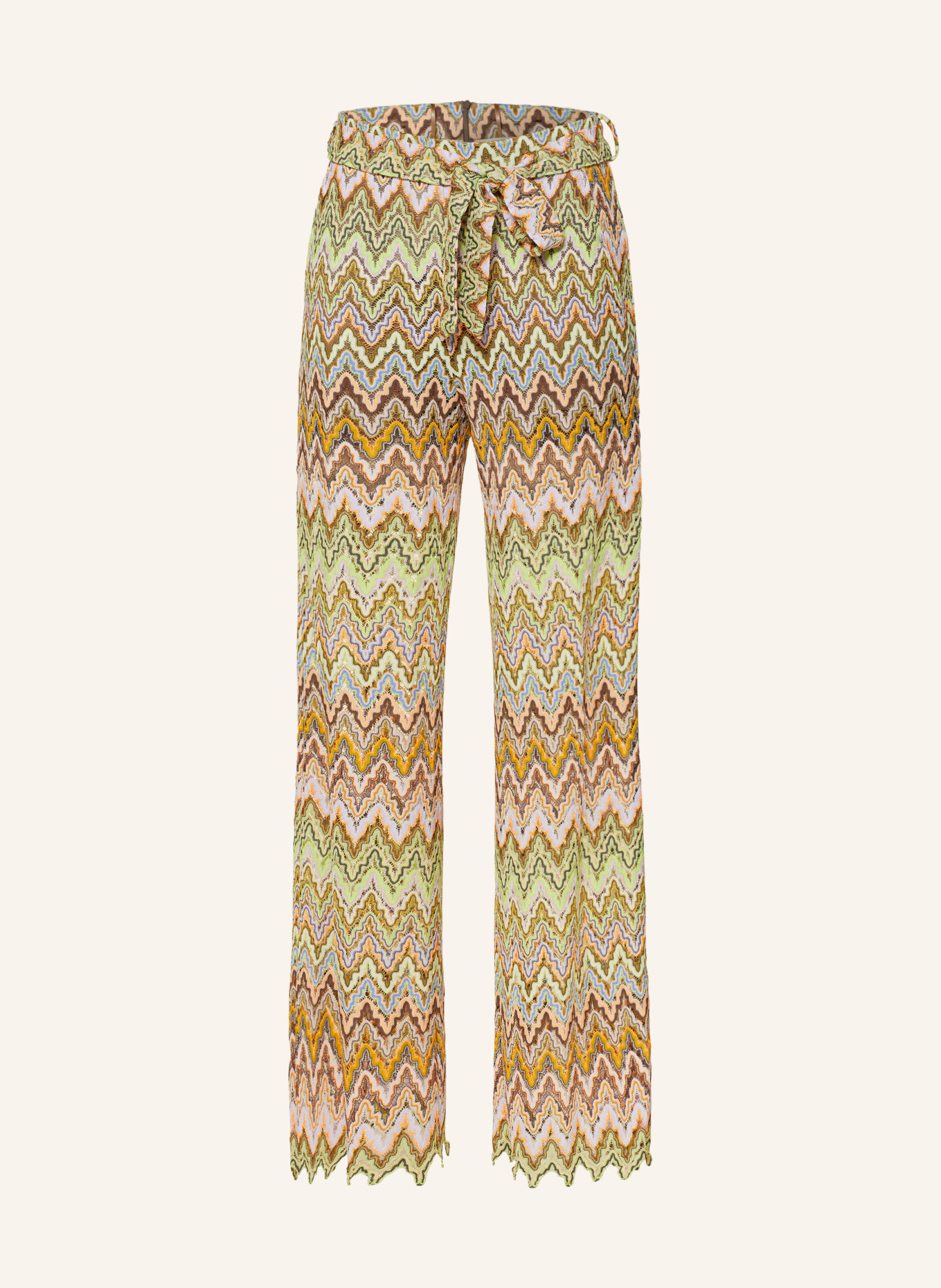 Ana Alcazar Trousers with glitter thread, Color: BROWN/ LIGHT GREEN/ LIGHT PURPLE (Image 1)