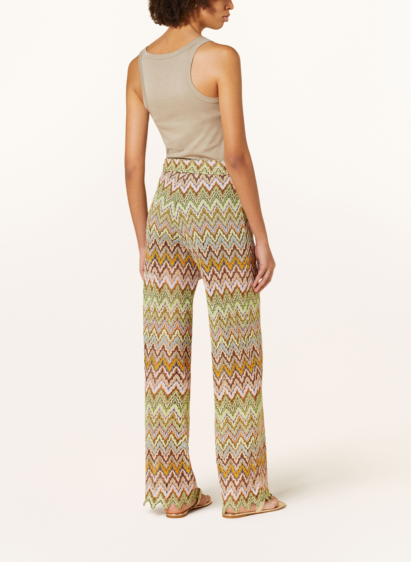 Ana Alcazar Trousers with glitter thread, Color: BROWN/ LIGHT GREEN/ LIGHT PURPLE (Image 3)