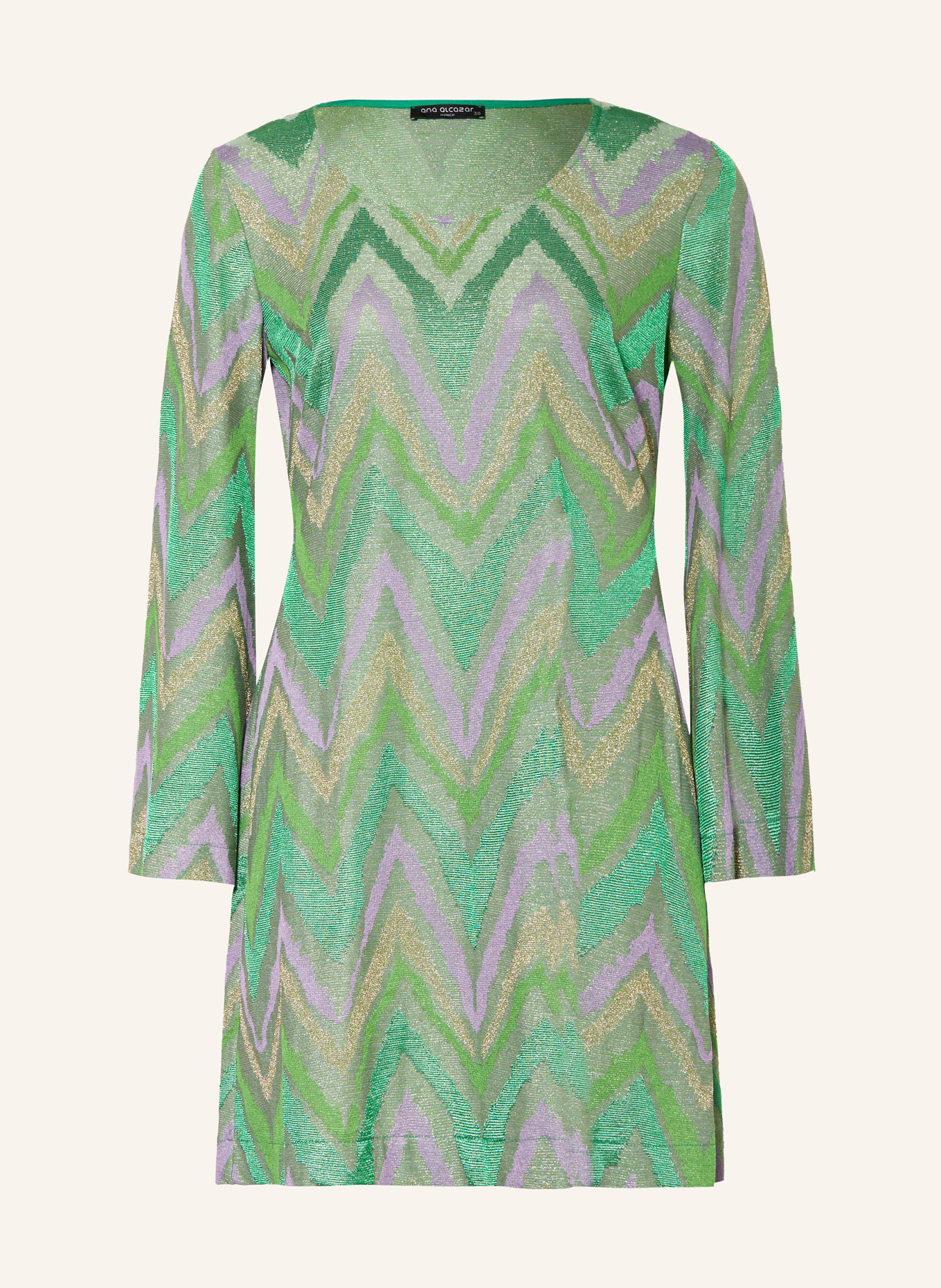 Ana Alcazar Knit dress with glitter thread, Color: LIGHT GREEN/ LIGHT PURPLE (Image 1)