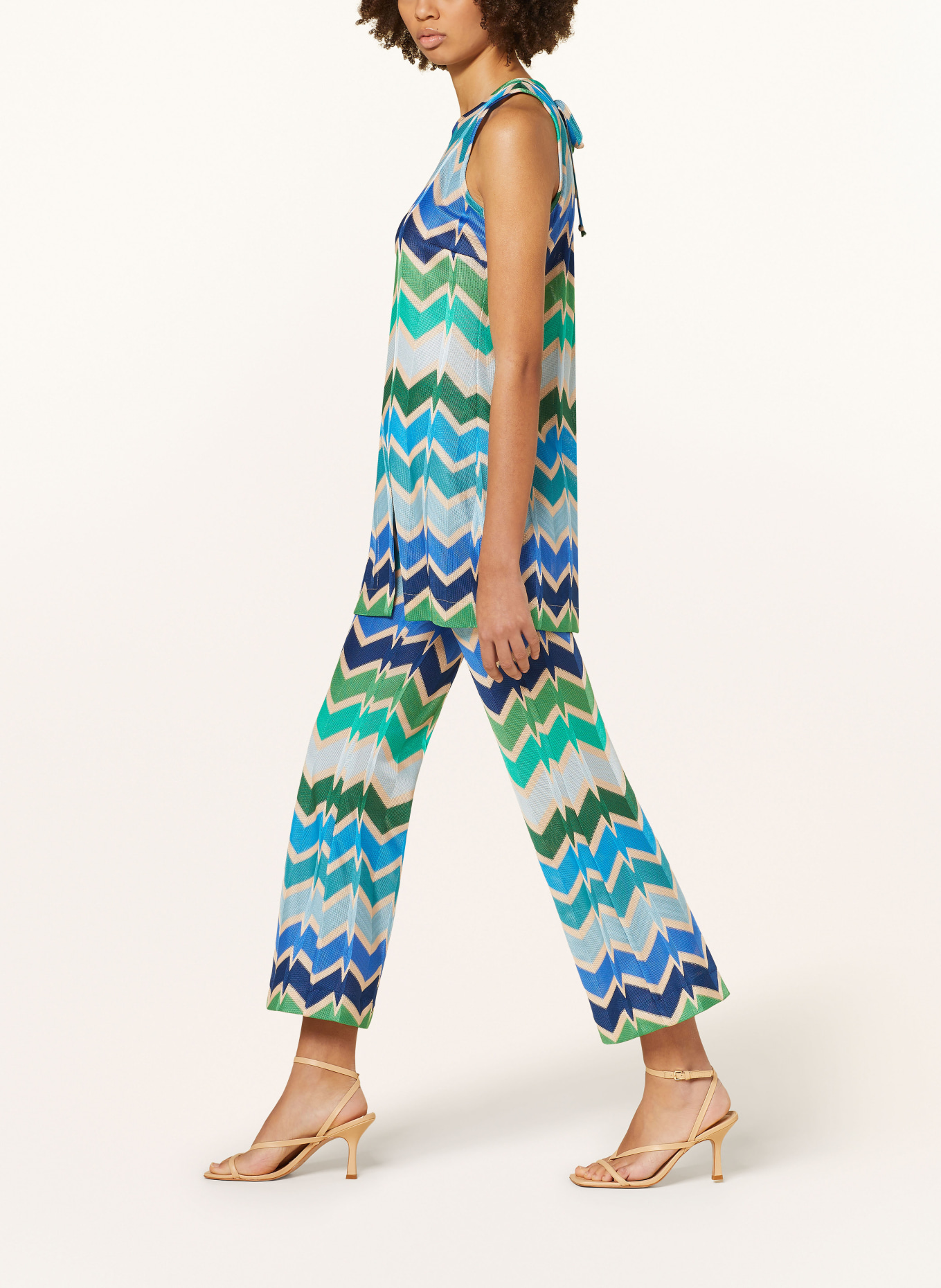Ana Alcazar Trousers, Color: BLUE/ GREEN/ BEIGE (Image 4)