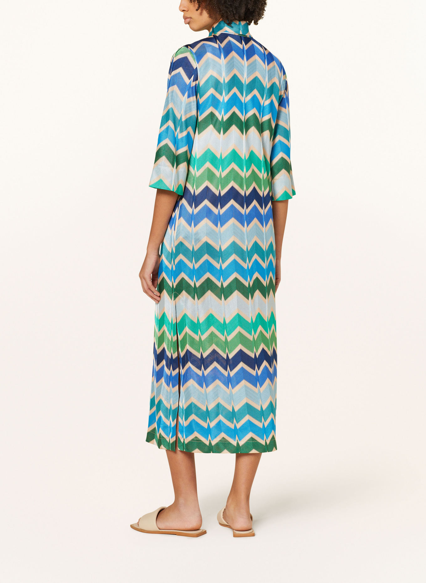 Ana Alcazar Dress with 3/4 sleeves, Color: BLUE/ BEIGE/ GREEN (Image 3)