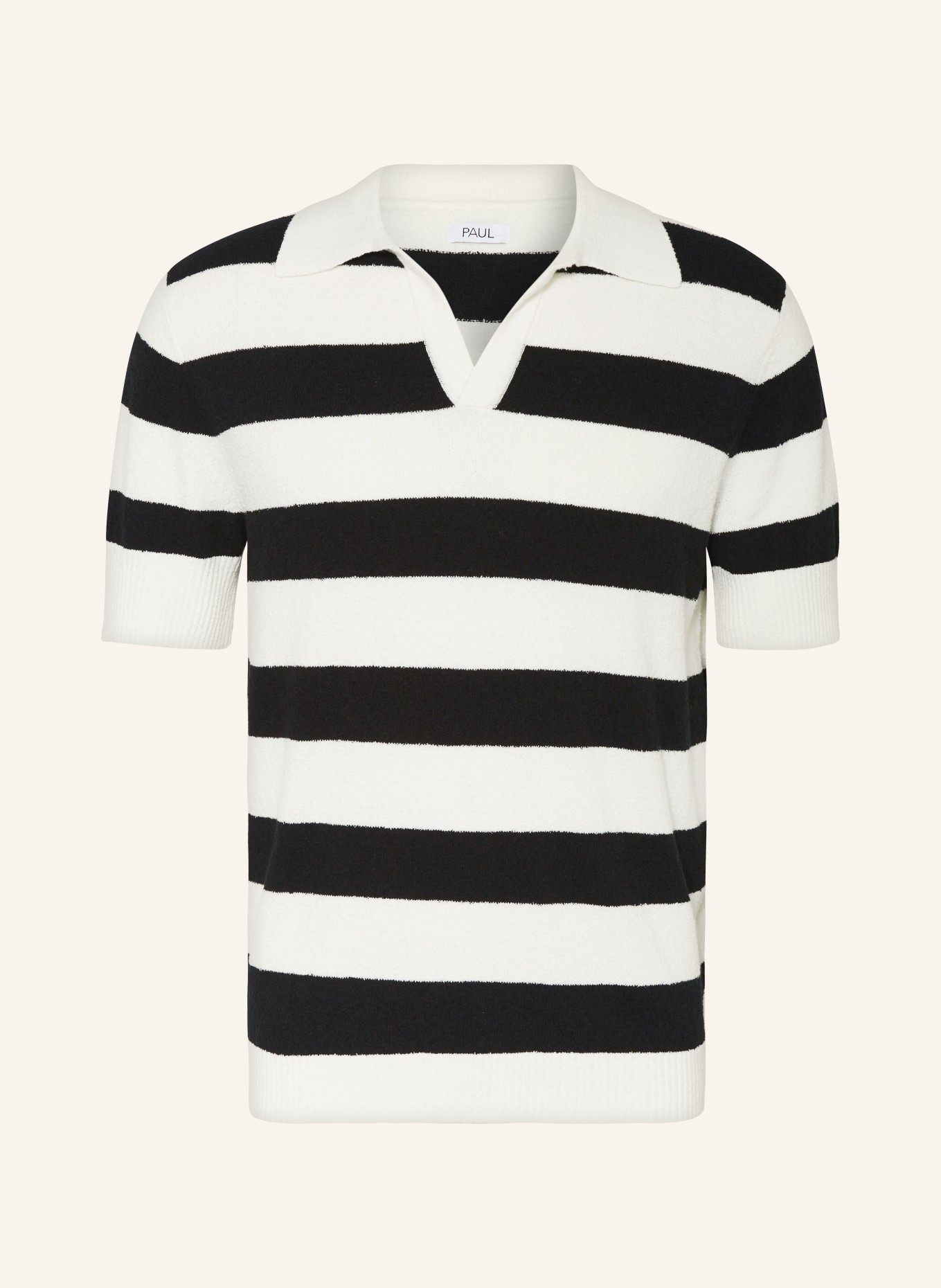 PAUL Knitted polo shirt, Color: BLACK/ WHITE (Image 1)