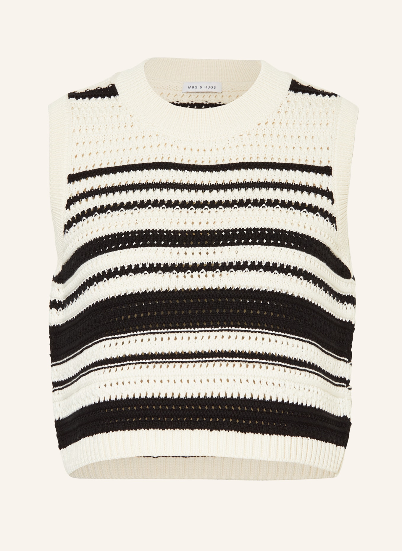 MRS & HUGS Sweater vest, Color: ECRU/ BLACK (Image 1)