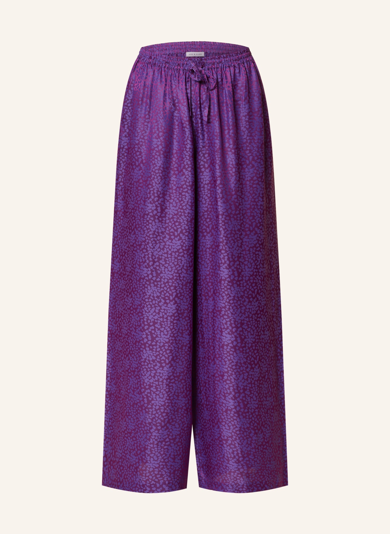 MRS & HUGS Jogger style trousers with silk, Color: DARK PURPLE (Image 1)