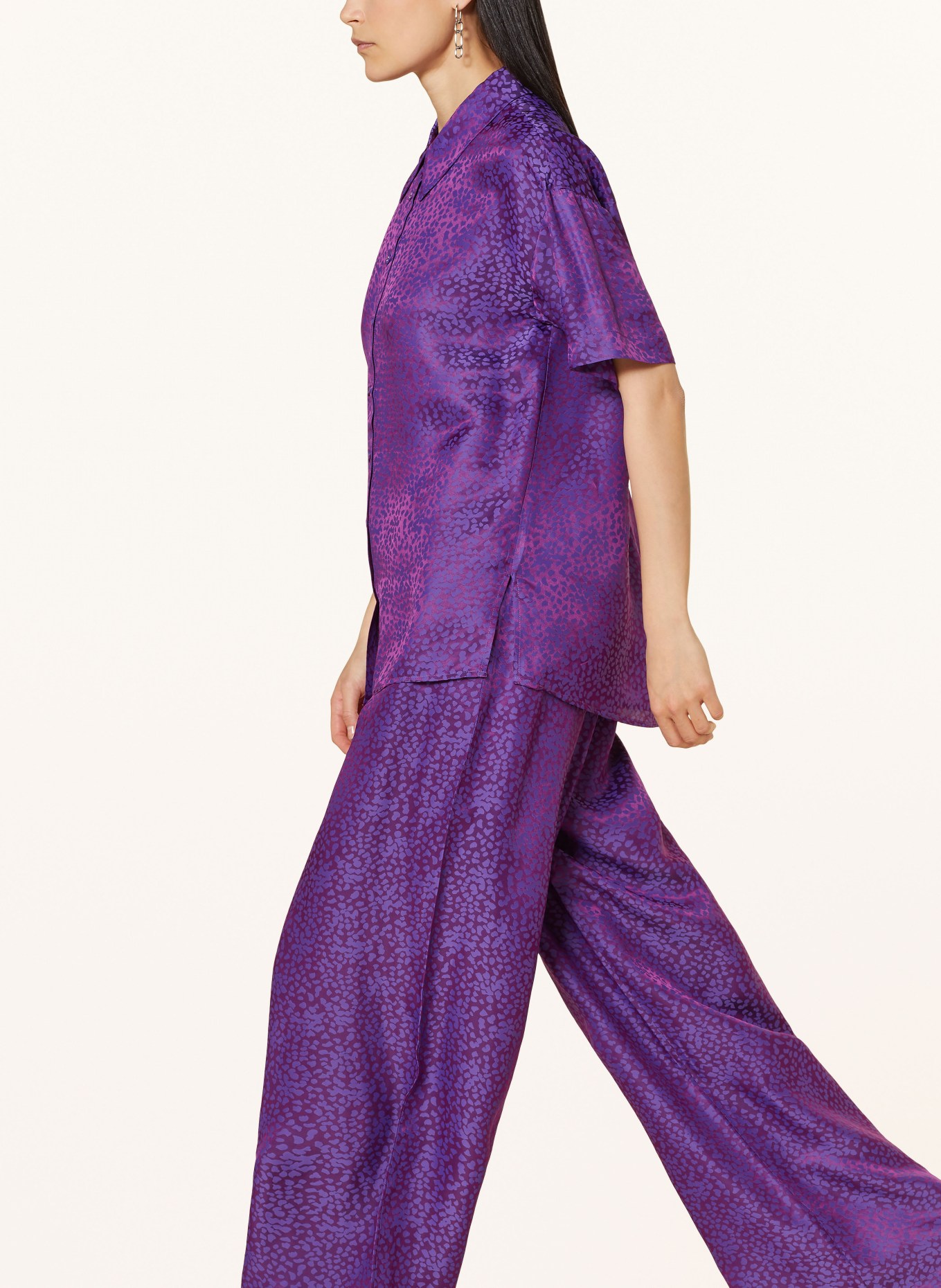 MRS & HUGS Jogger style trousers with silk, Color: DARK PURPLE (Image 6)