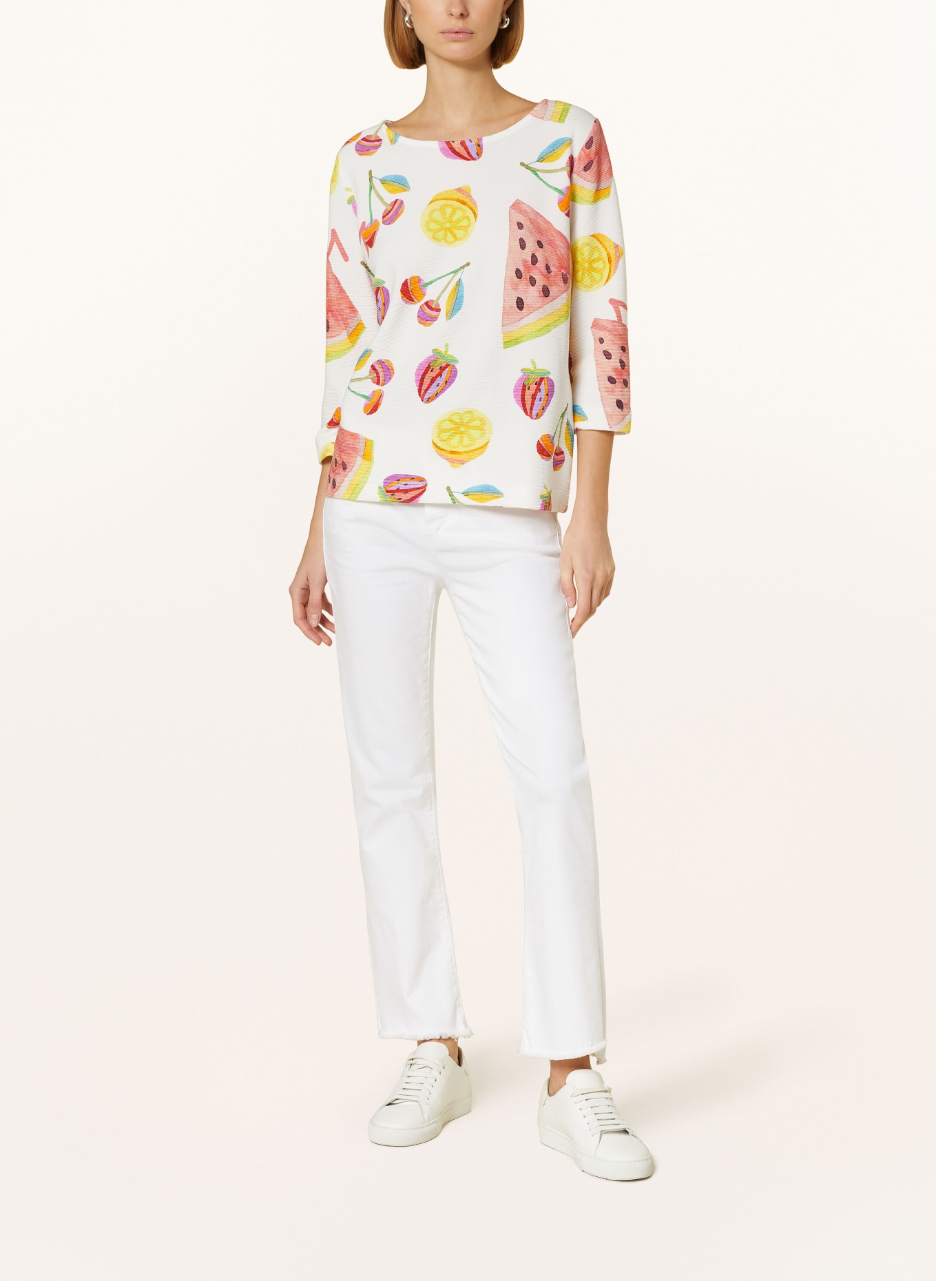 ZAÍDA Shirt with 3/4 sleeves, Color: WHITE/ YELLOW/ RED (Image 2)