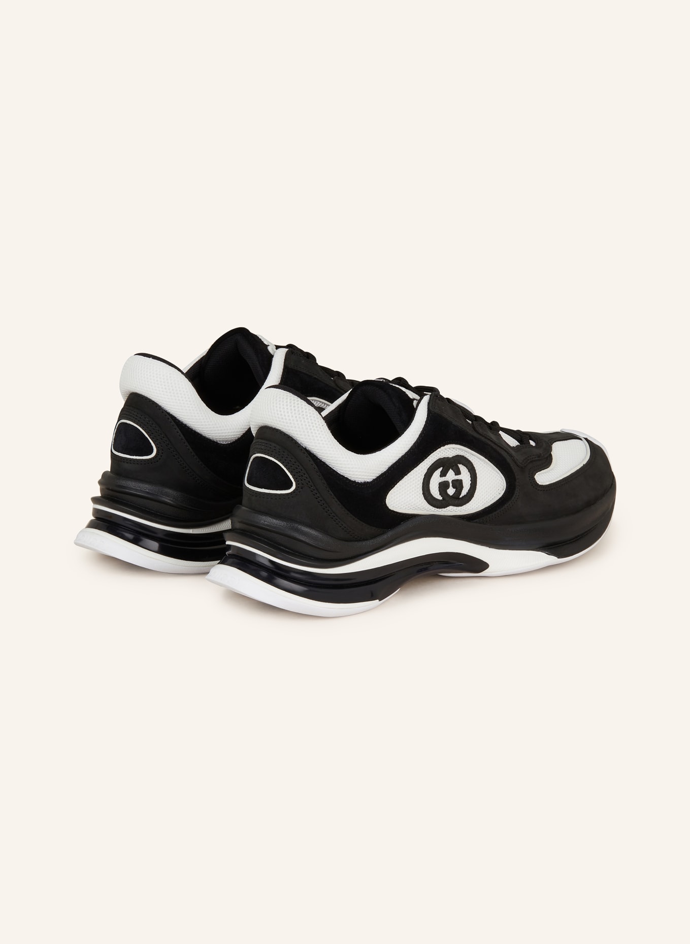 GUCCI Sneakersy RUN PREMIUM, Kolor: 1089 BLACK WHITE (Obrazek 2)
