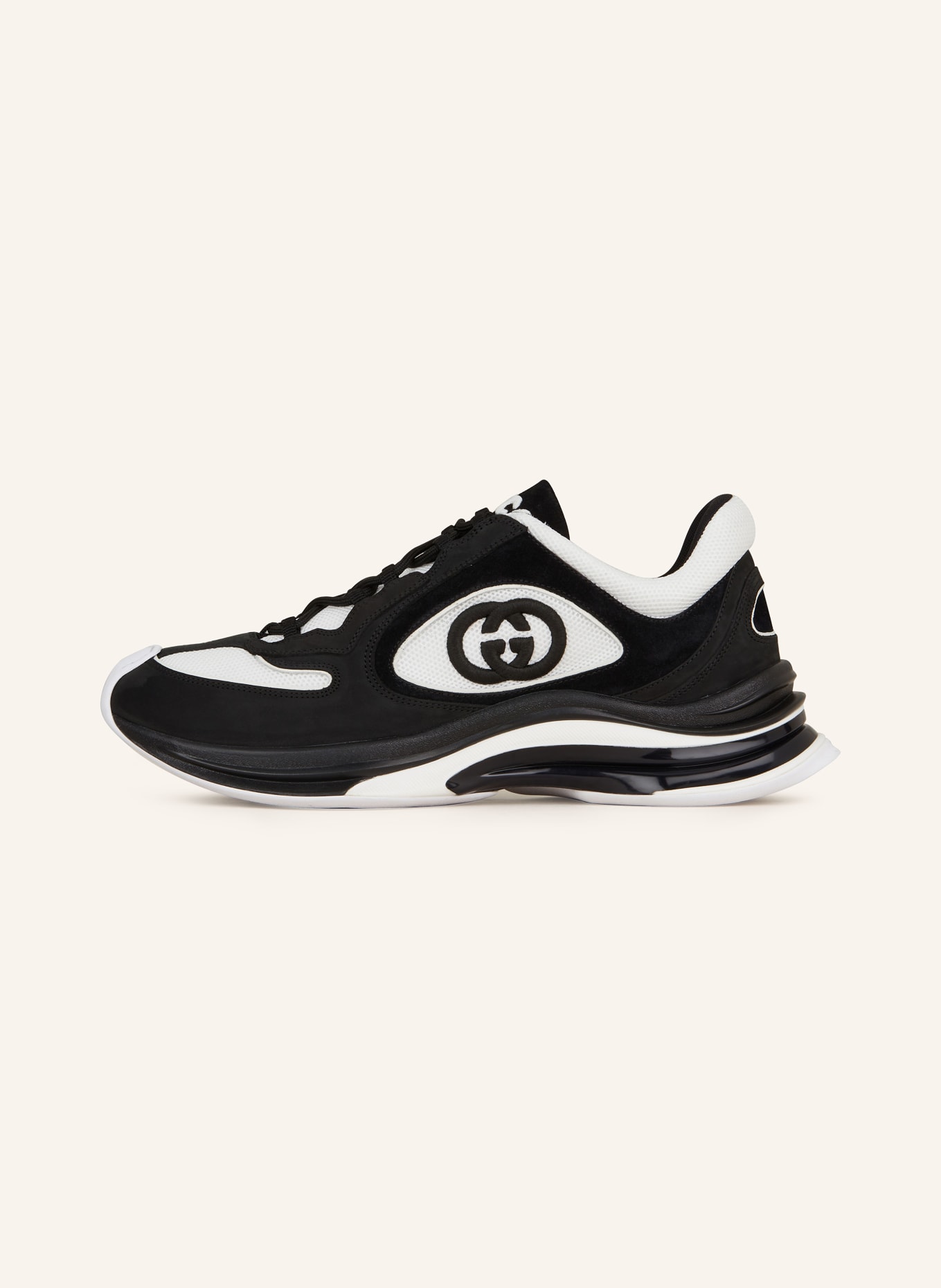 GUCCI Sneakersy RUN PREMIUM, Kolor: 1089 BLACK WHITE (Obrazek 4)