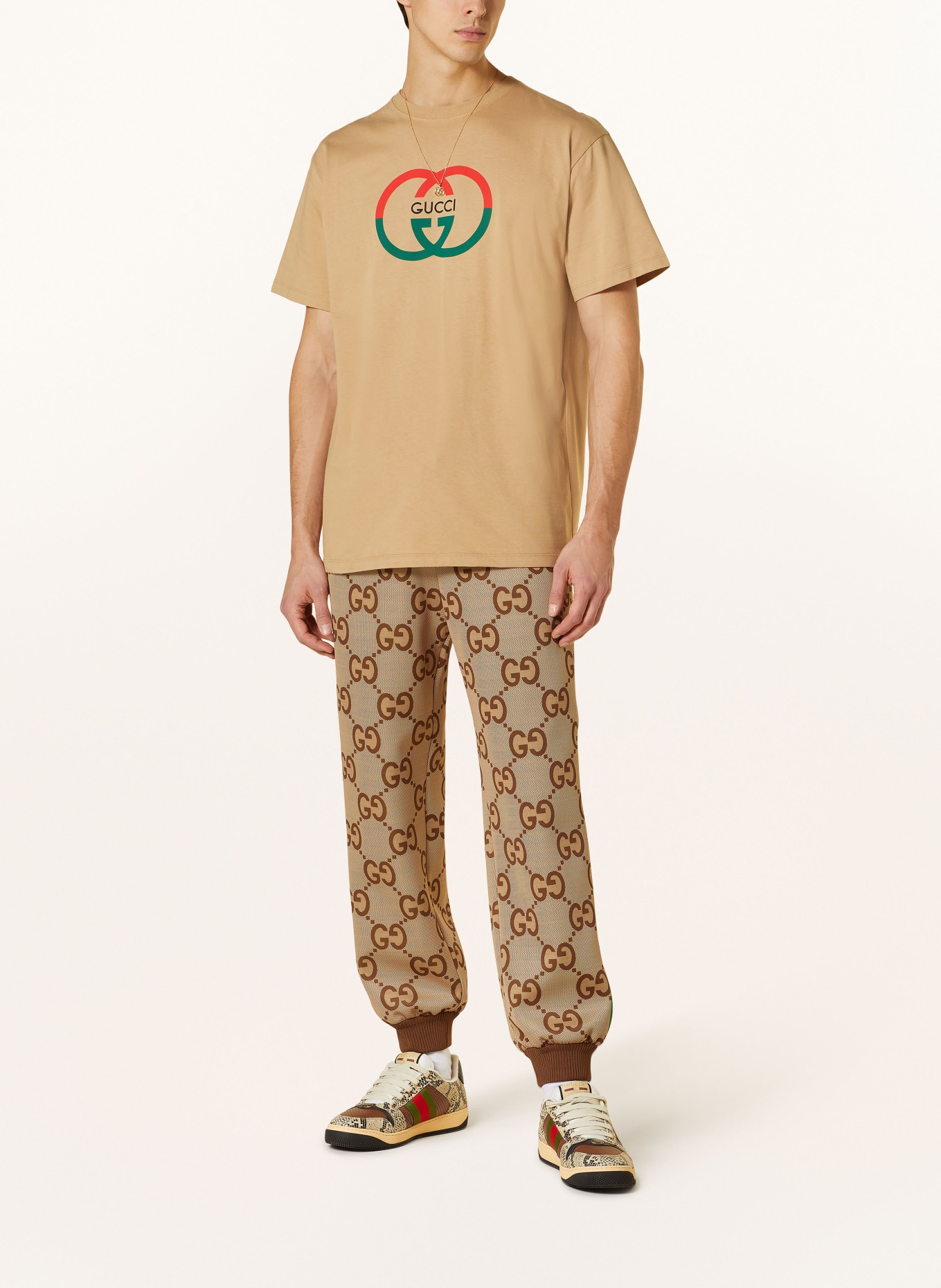 GUCCI Track pants GG SUPREME, Color: BEIGE/ BROWN (Image 2)