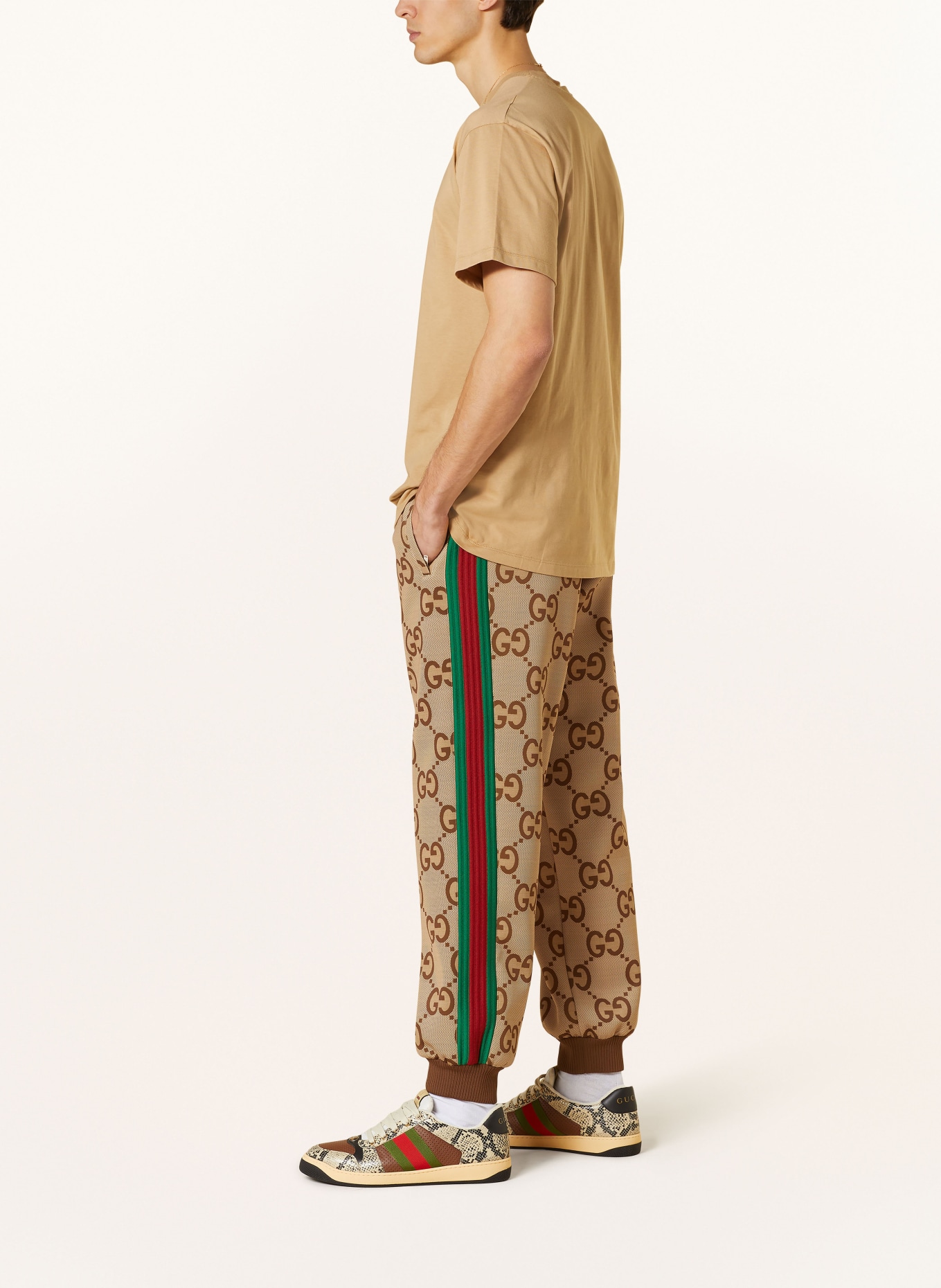 GUCCI Track pants GG SUPREME, Color: BEIGE/ BROWN (Image 4)