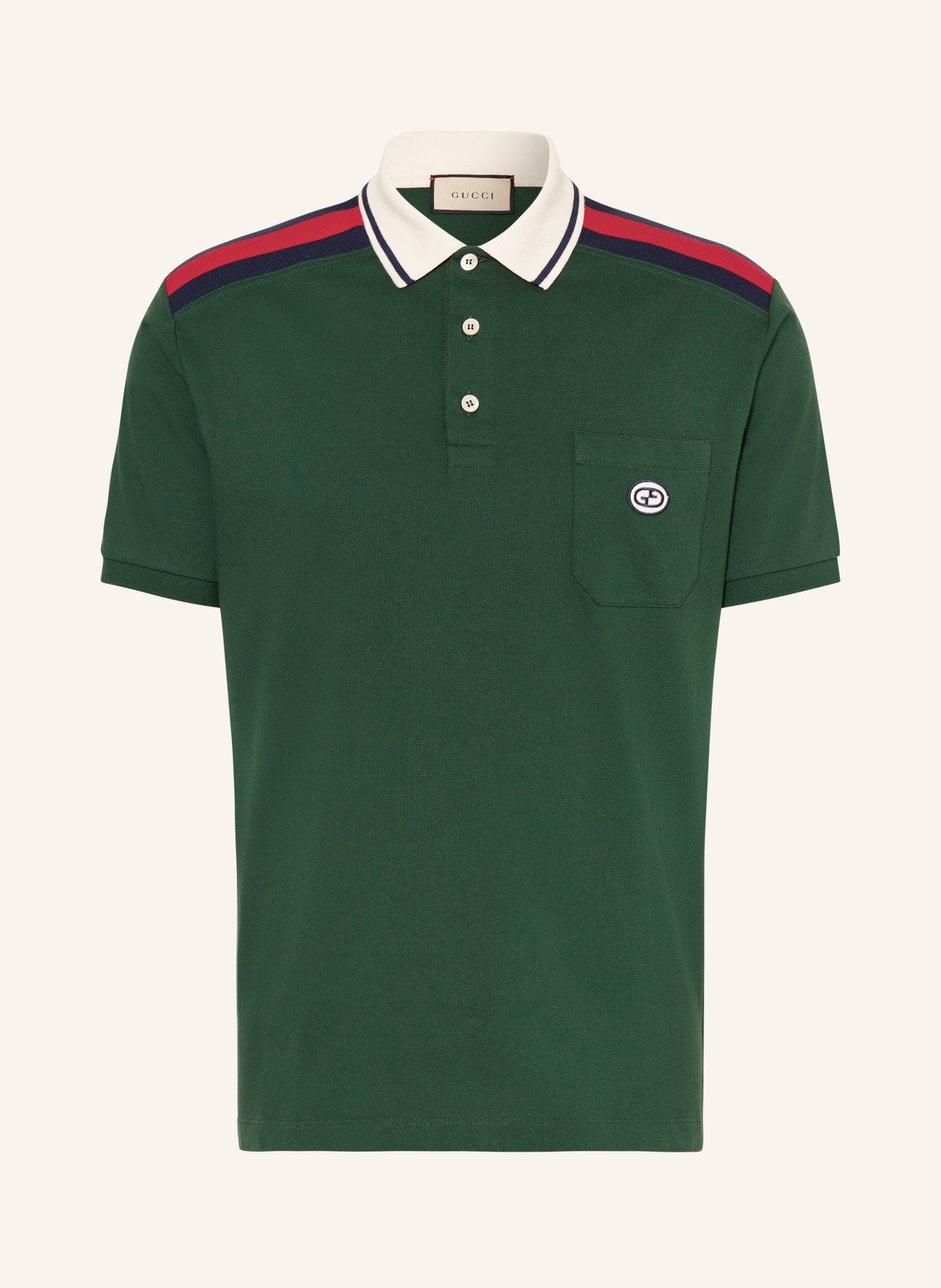 GUCCI Polo shirt regular fit, Color: DARK GREEN/ DARK BLUE/ RED (Image 1)