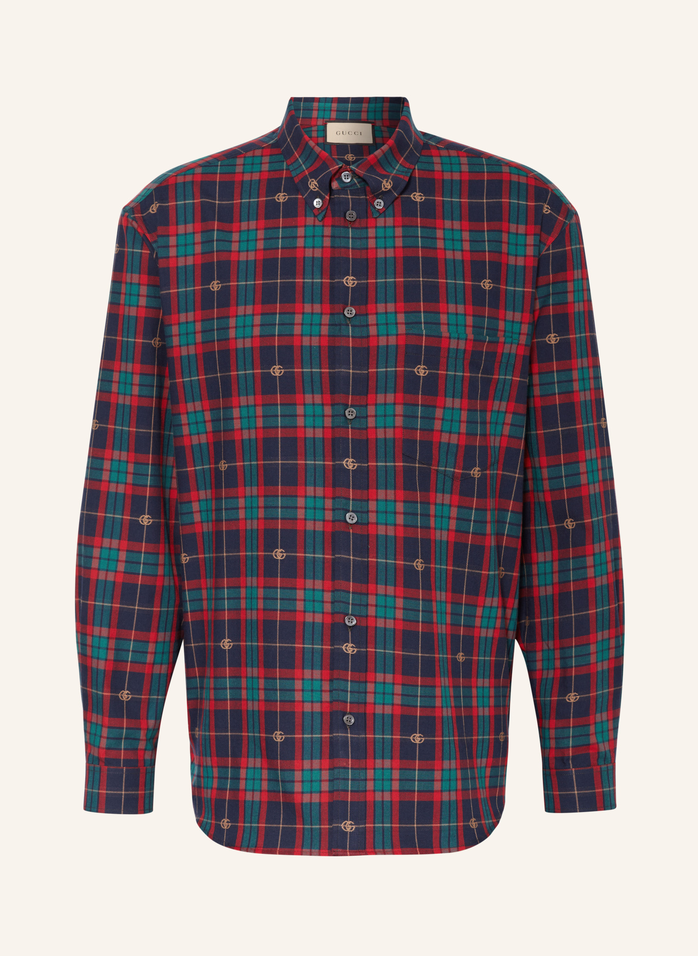 GUCCI Flannel shirt comfort fit, Color: RED/ DARK BLUE/ GREEN (Image 1)