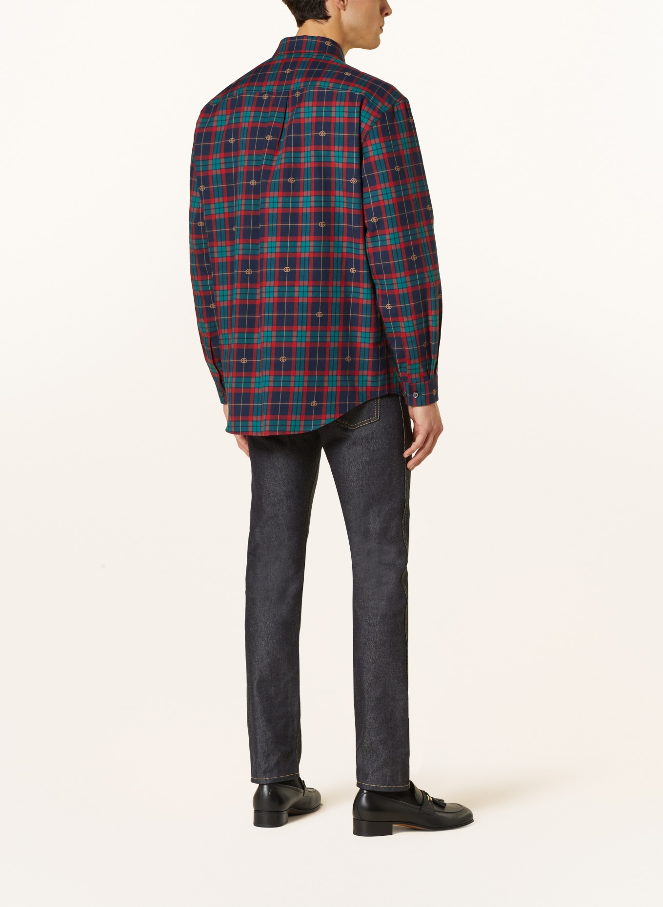 GUCCI Flannel shirt comfort fit, Color: RED/ DARK BLUE/ GREEN (Image 3)