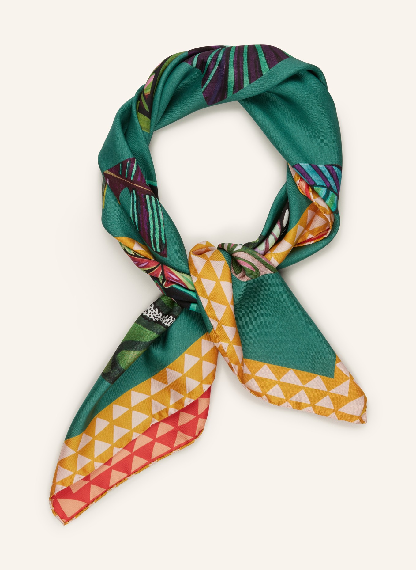 Barbieri Silk scarf, Color: LIGHT GREEN/ RED (Image 2)