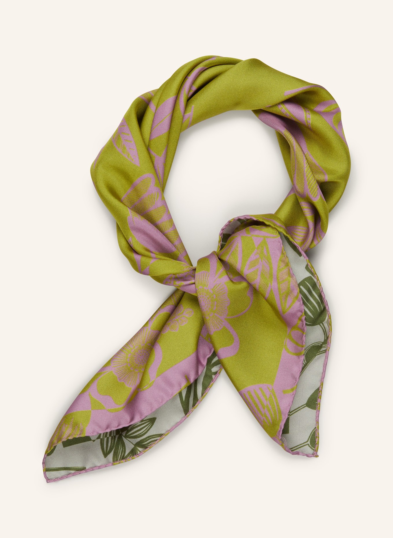 Barbieri Silk scarf, Color: LIGHT GREEN/ GREEN (Image 2)