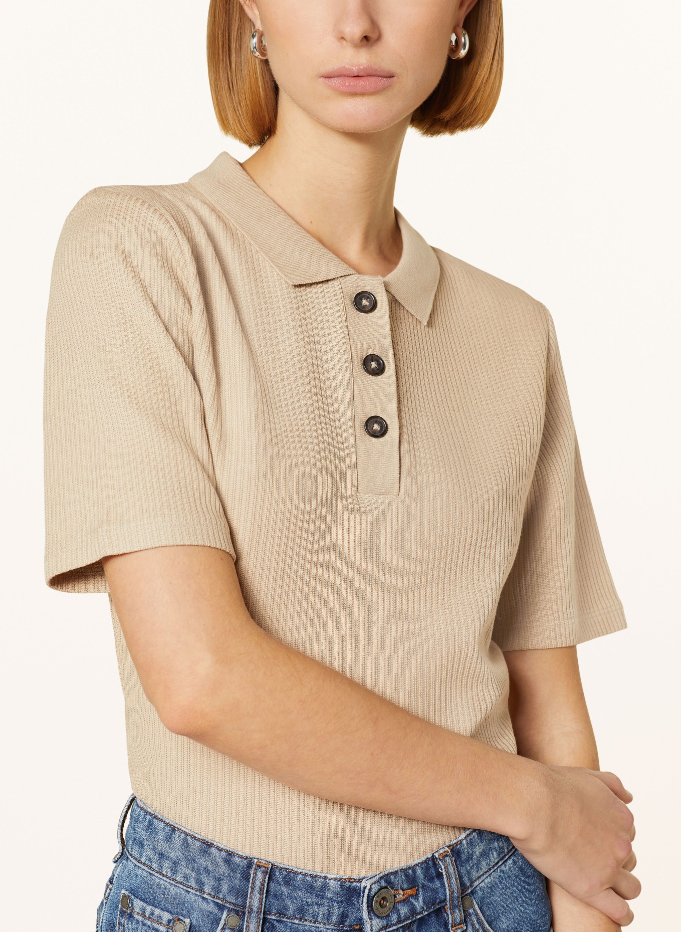 Marc O'Polo Knitted polo shirt, Color: BEIGE (Image 4)