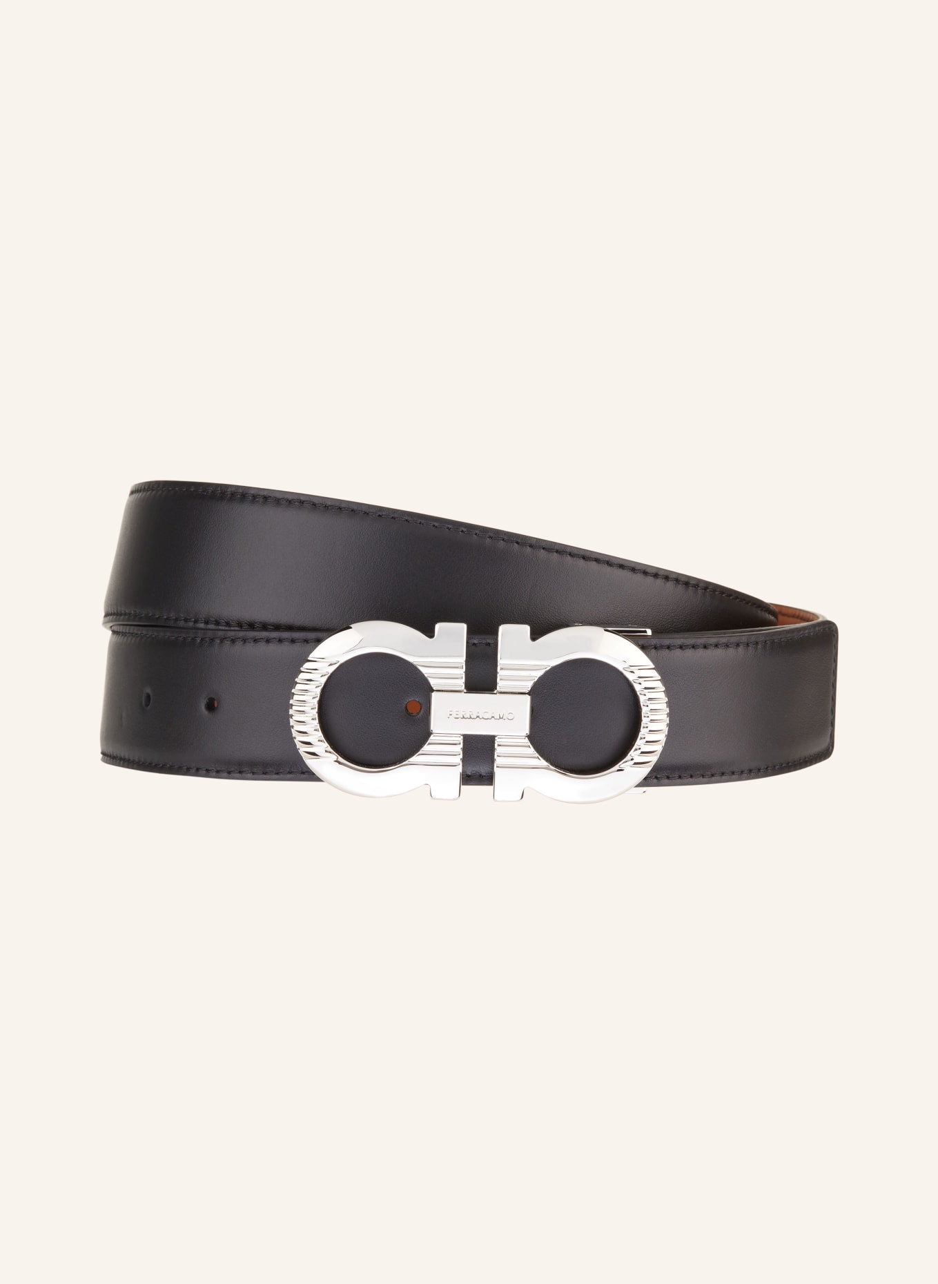 FERRAGAMO Reversible leather belt, Color: BLACK/ LIGHT BROWN (Image 1)