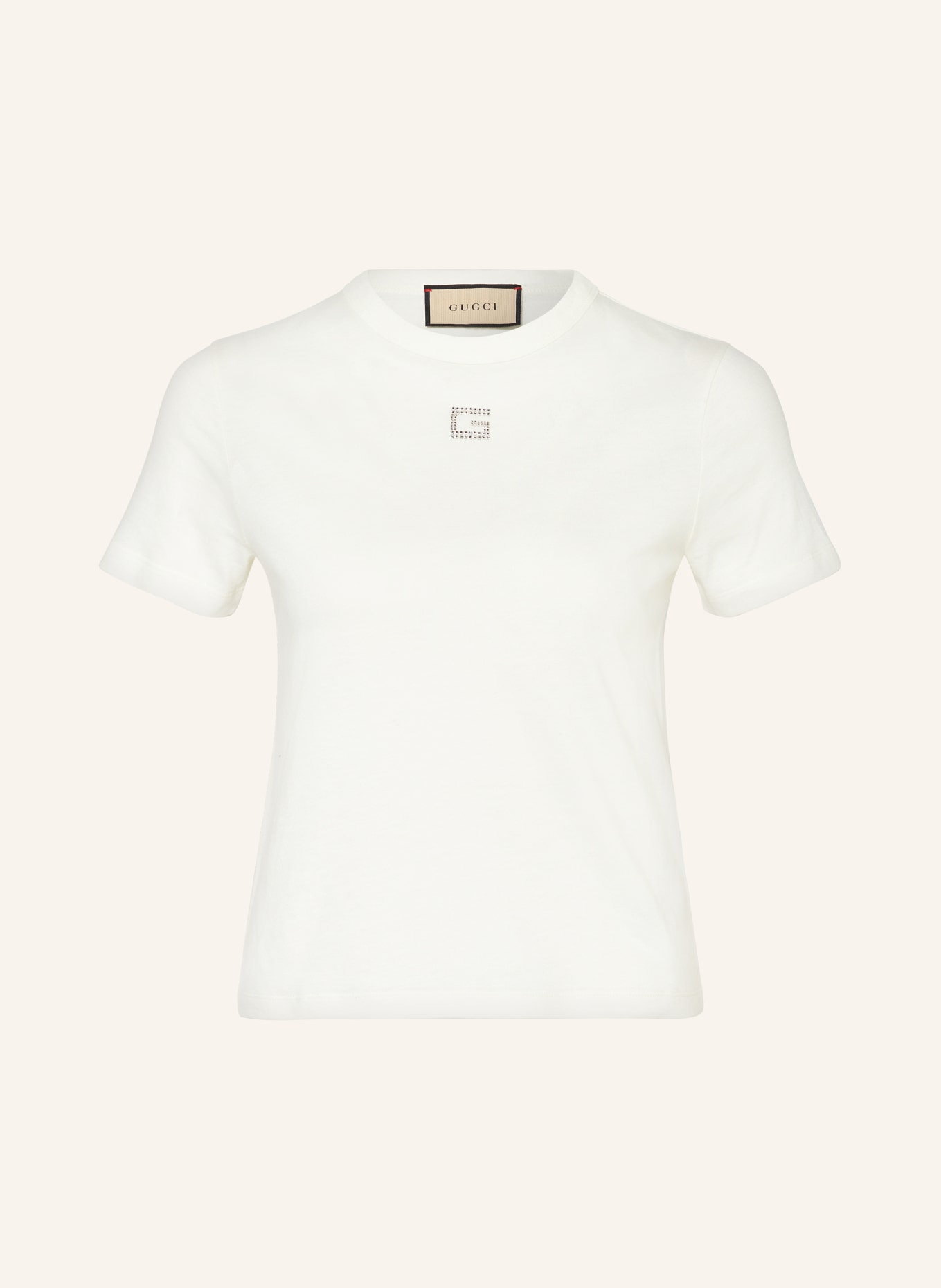 GUCCI T-Shirt mit Schmucksteinen, Farbe: WEISS (Bild 1)