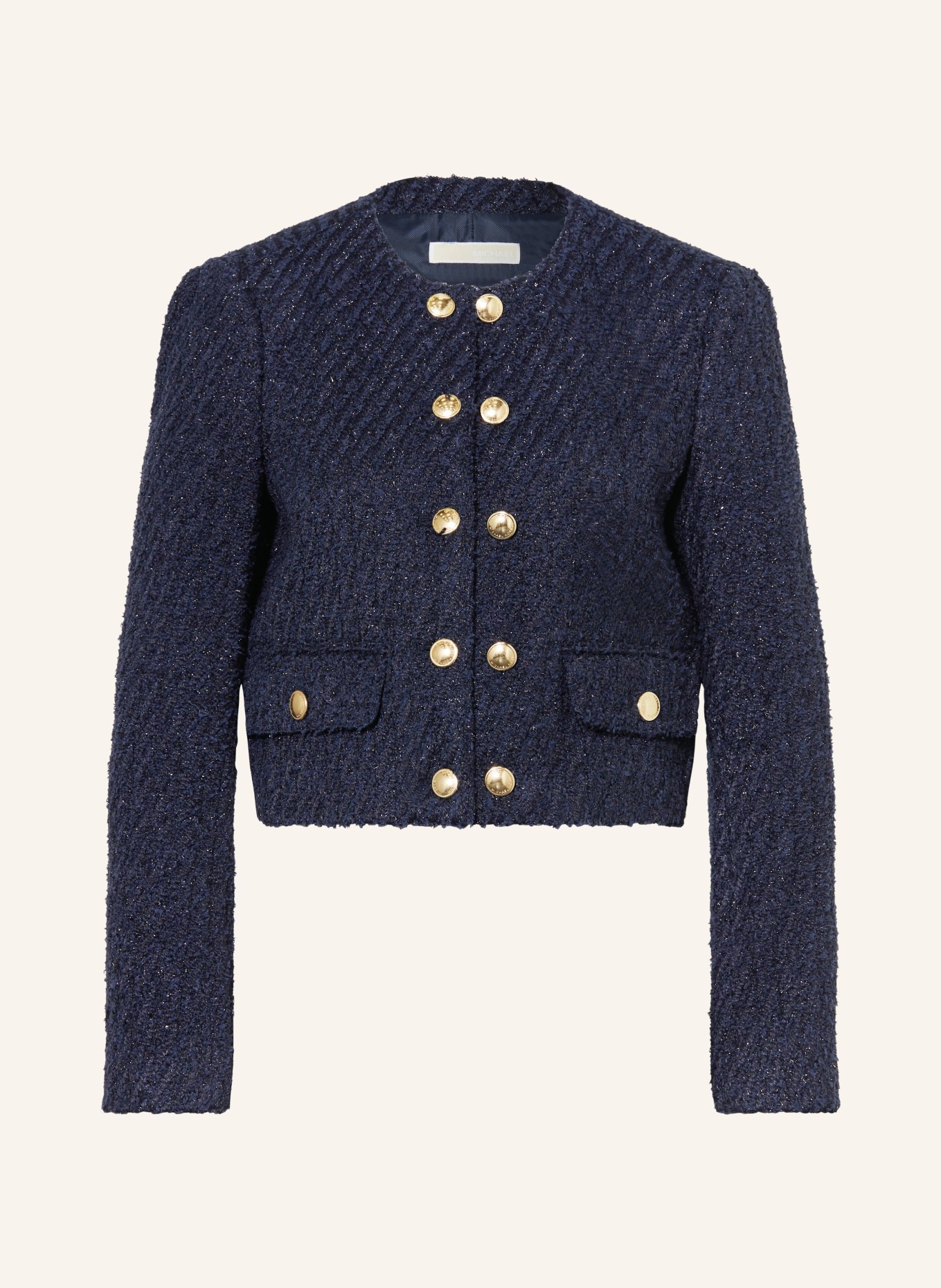 MICHAEL KORS Boxy jacket made of tweed with glitter thread, Color: DARK BLUE (Image 1)