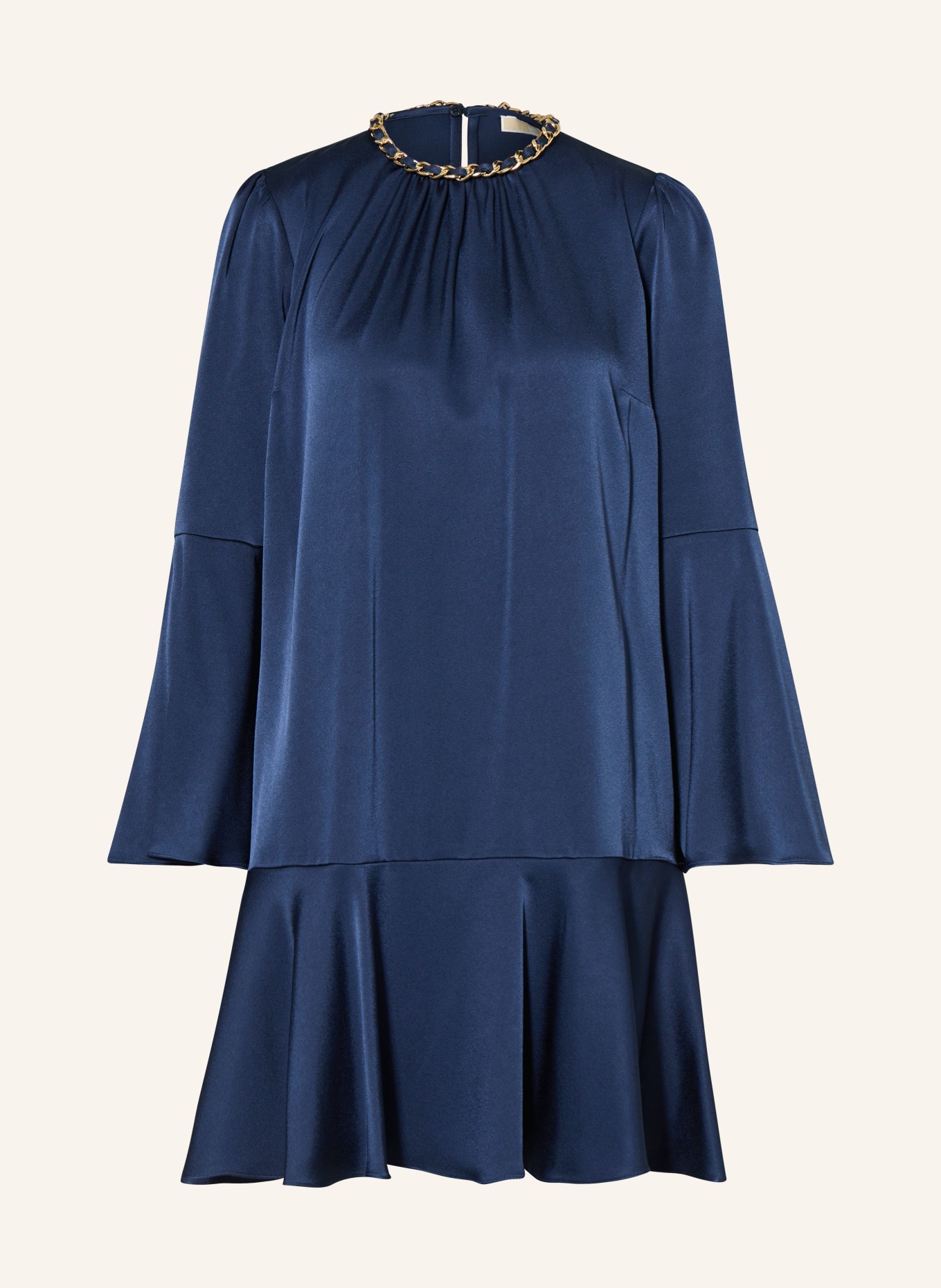 MICHAEL KORS Saténové šaty s volánky, Barva: TMAVĚ MODRÁ (Obrázek 1)