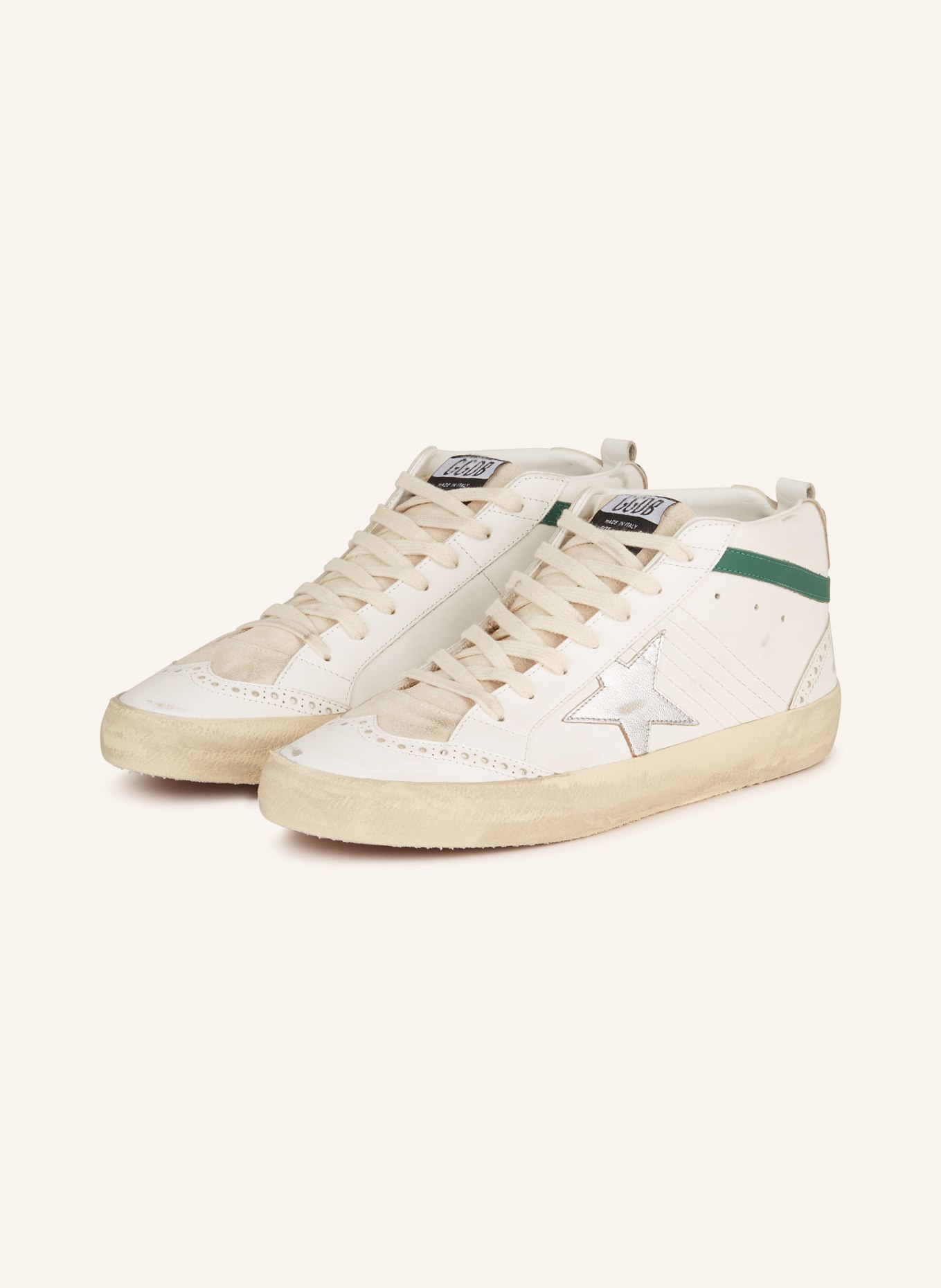 GOLDEN GOOSE High-top sneakers MID STAR, Color: WHITE/ GREEN (Image 1)