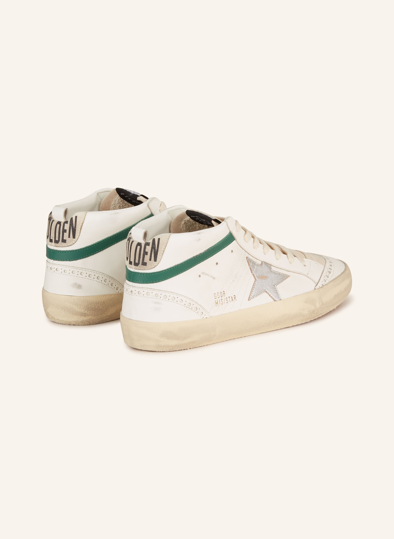 GOLDEN GOOSE High-top sneakers MID STAR, Color: WHITE/ GREEN (Image 2)