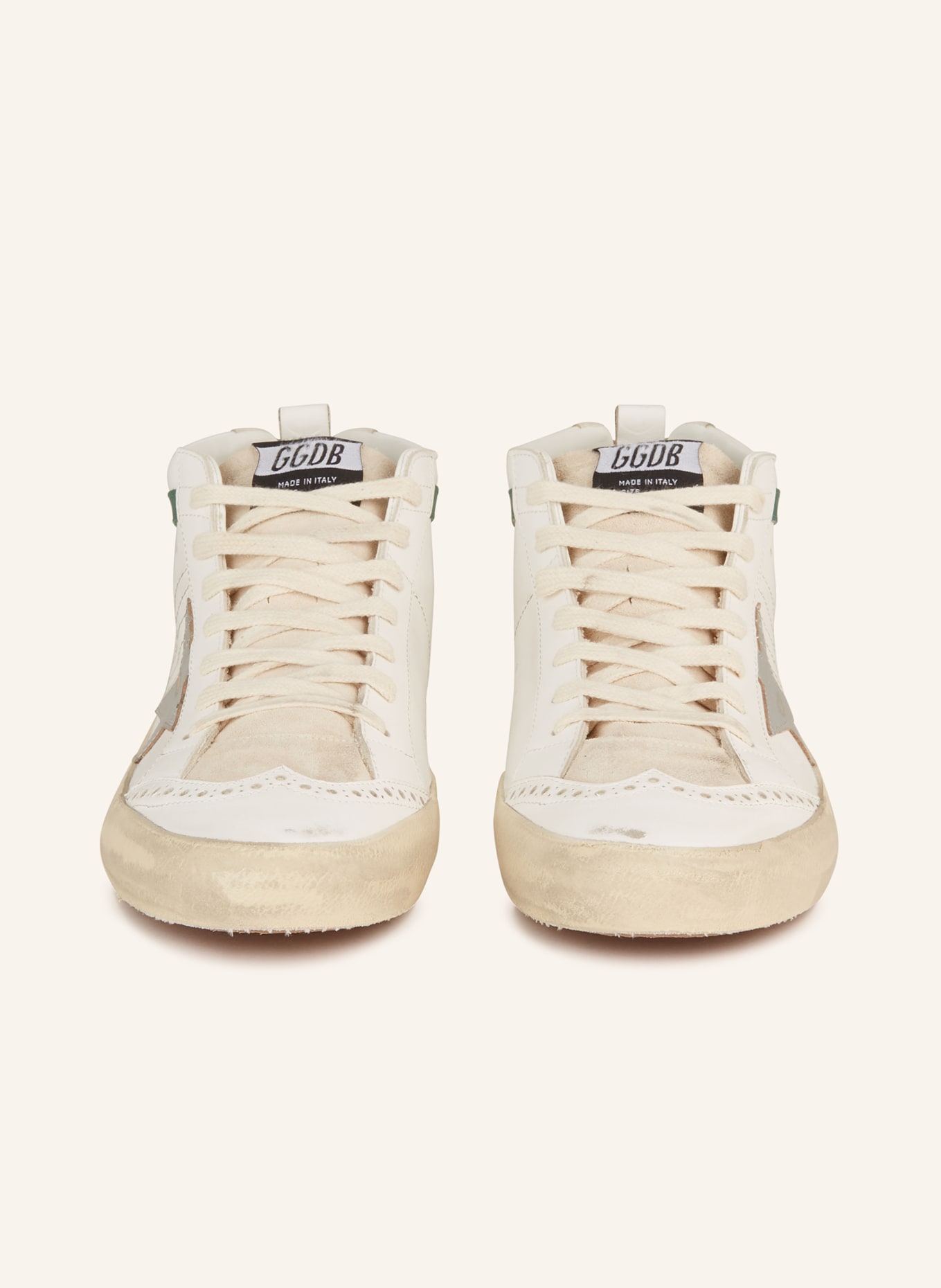 GOLDEN GOOSE High-top sneakers MID STAR, Color: WHITE/ GREEN (Image 3)