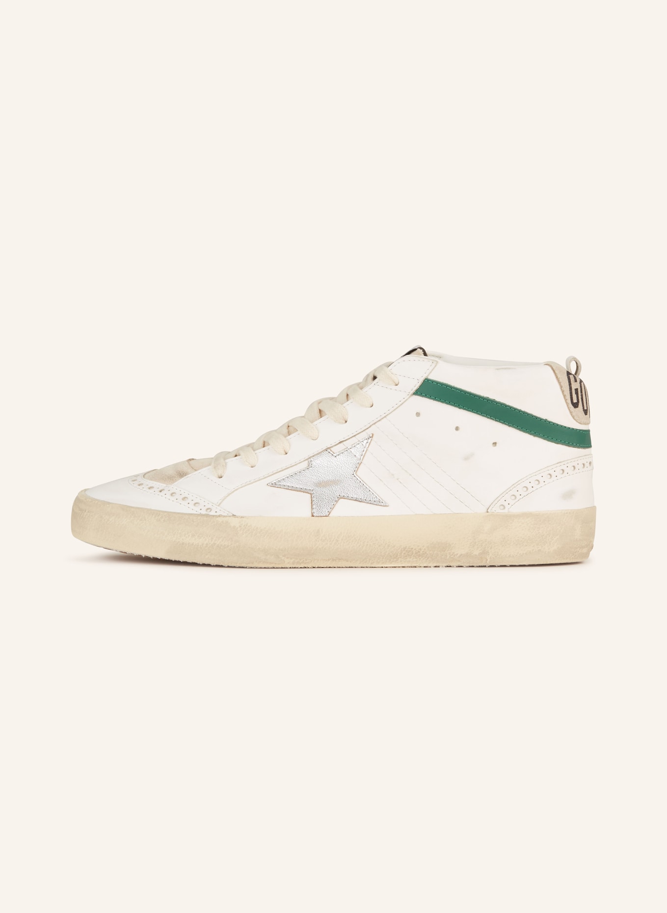 GOLDEN GOOSE High-top sneakers MID STAR, Color: WHITE/ GREEN (Image 4)