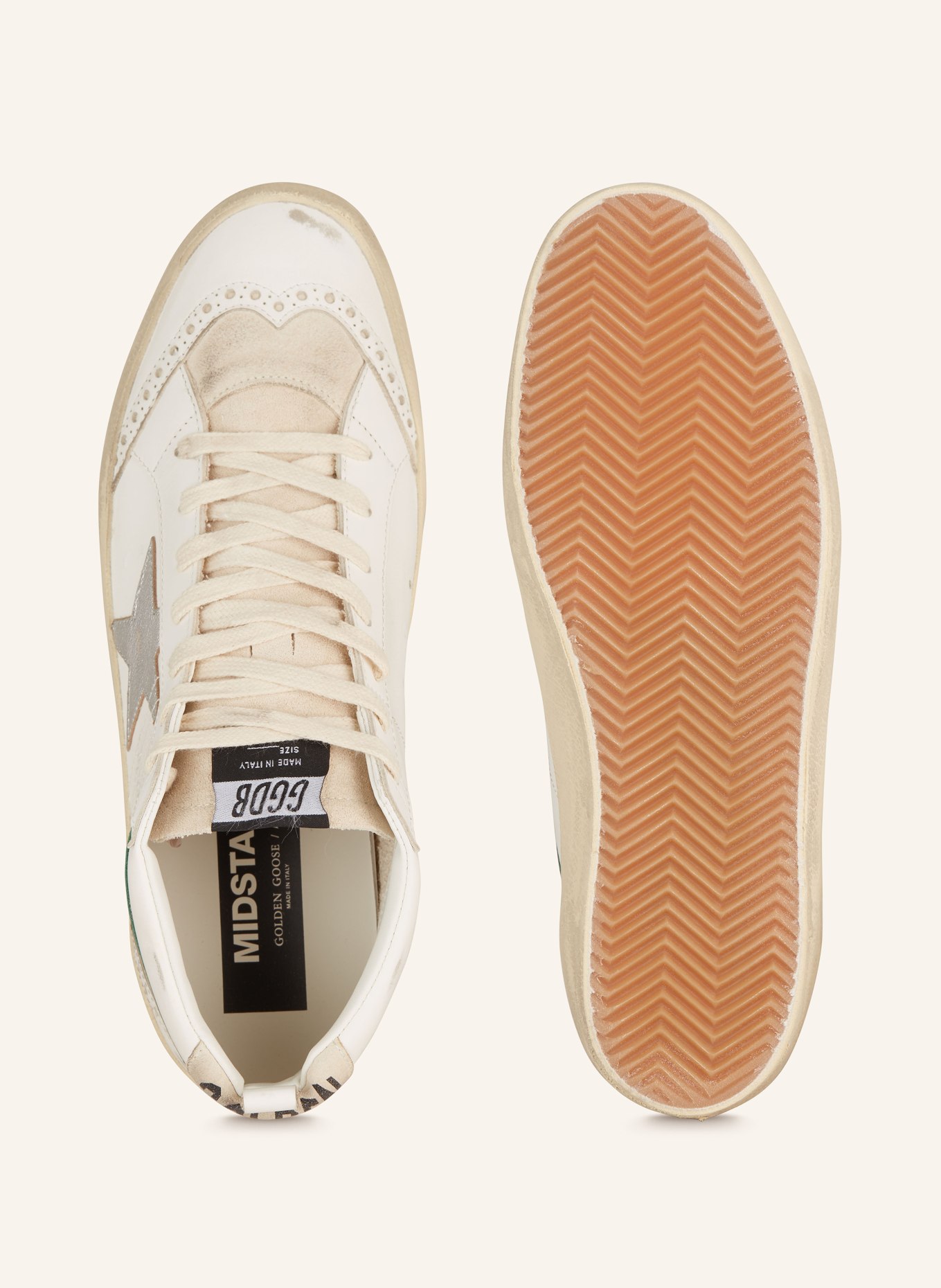 GOLDEN GOOSE High-top sneakers MID STAR, Color: WHITE/ GREEN (Image 5)