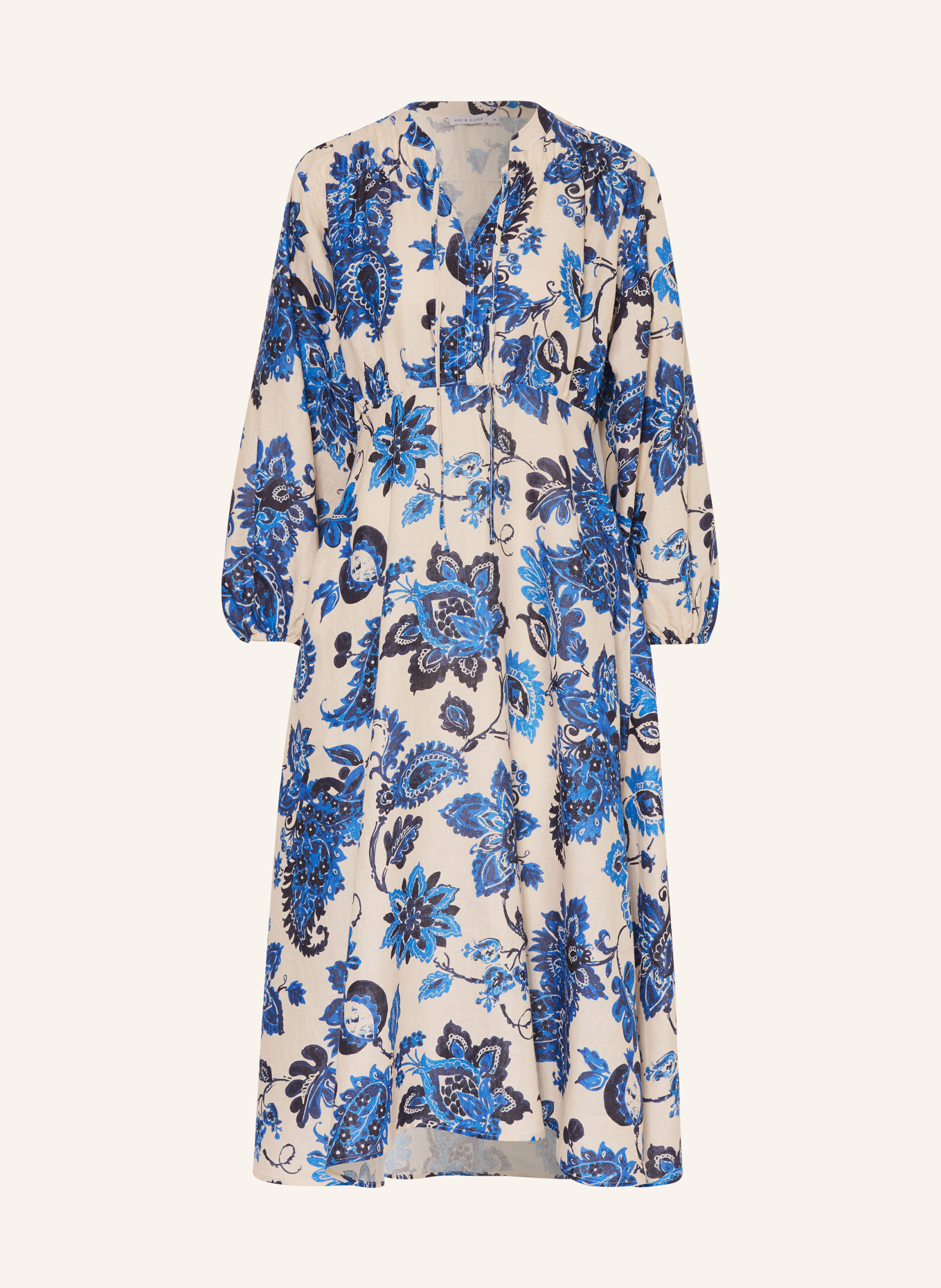 MRS & HUGS Linen dress, Color: BLUE/ DARK BLUE/ CREAM (Image 1)