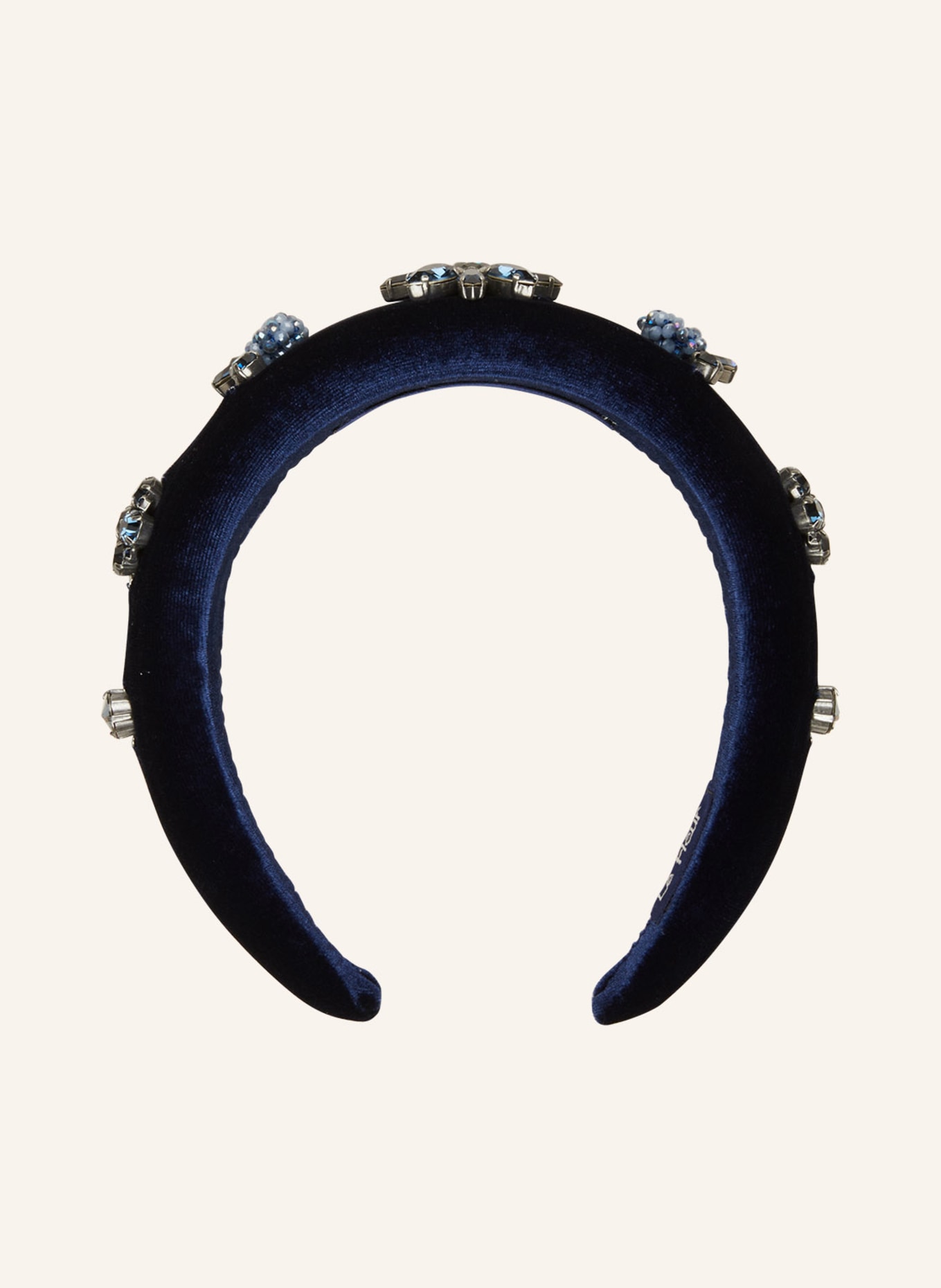 Seenberg Velvet hairband with decorative gems, Color: DARK BLUE (Image 1)