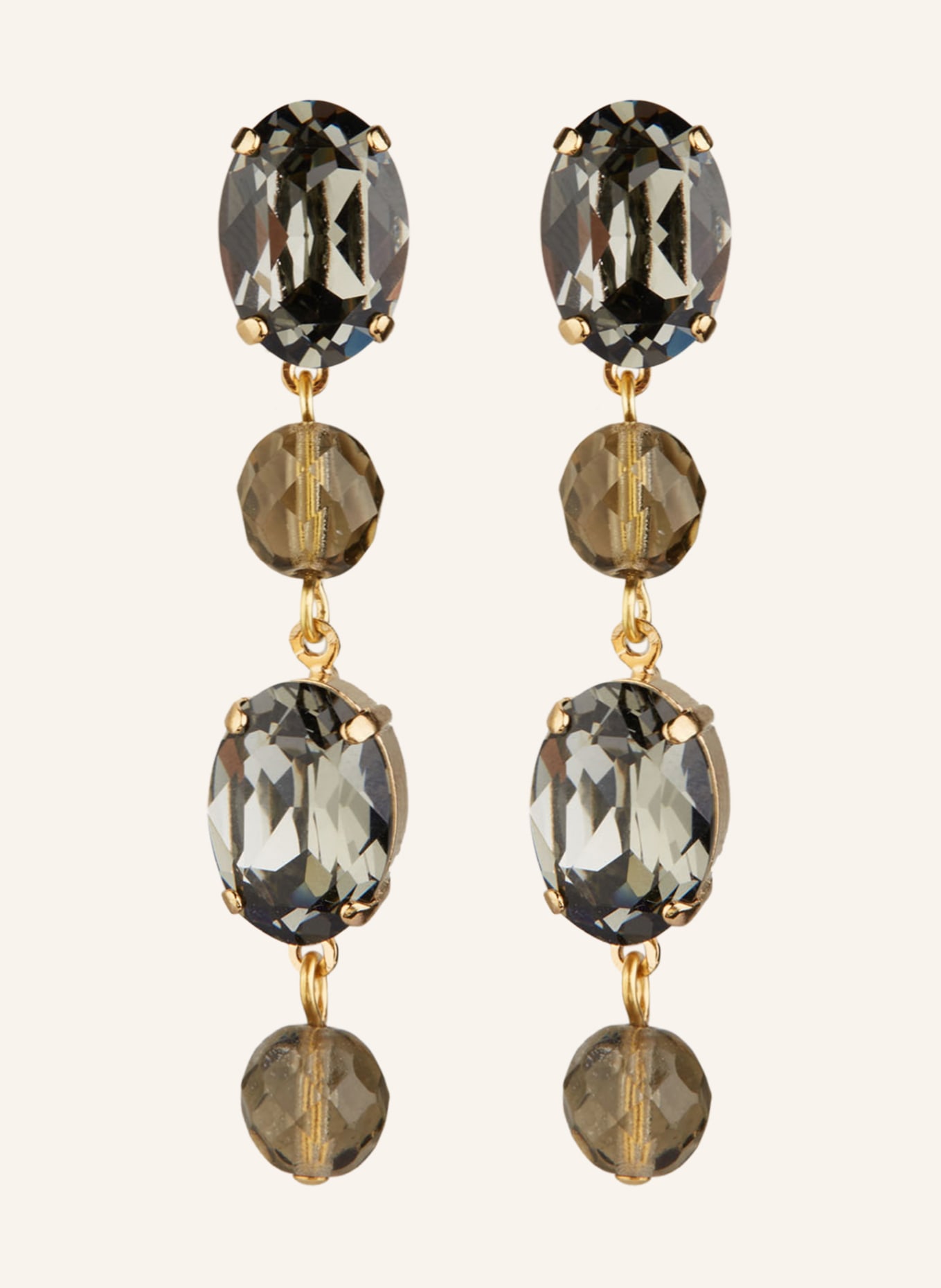 Seenberg Dangle earrings, Color: BLACK/ GOLD (Image 1)
