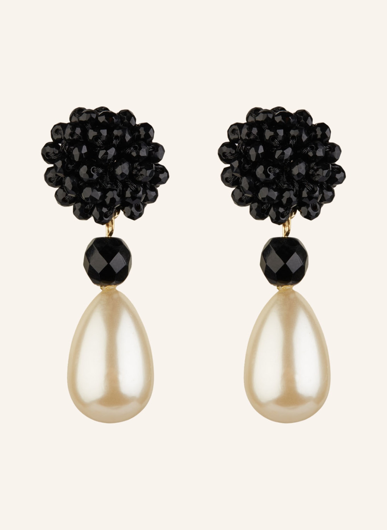 Seenberg Dangle earrings, Color: ECRU/ BLACK (Image 1)